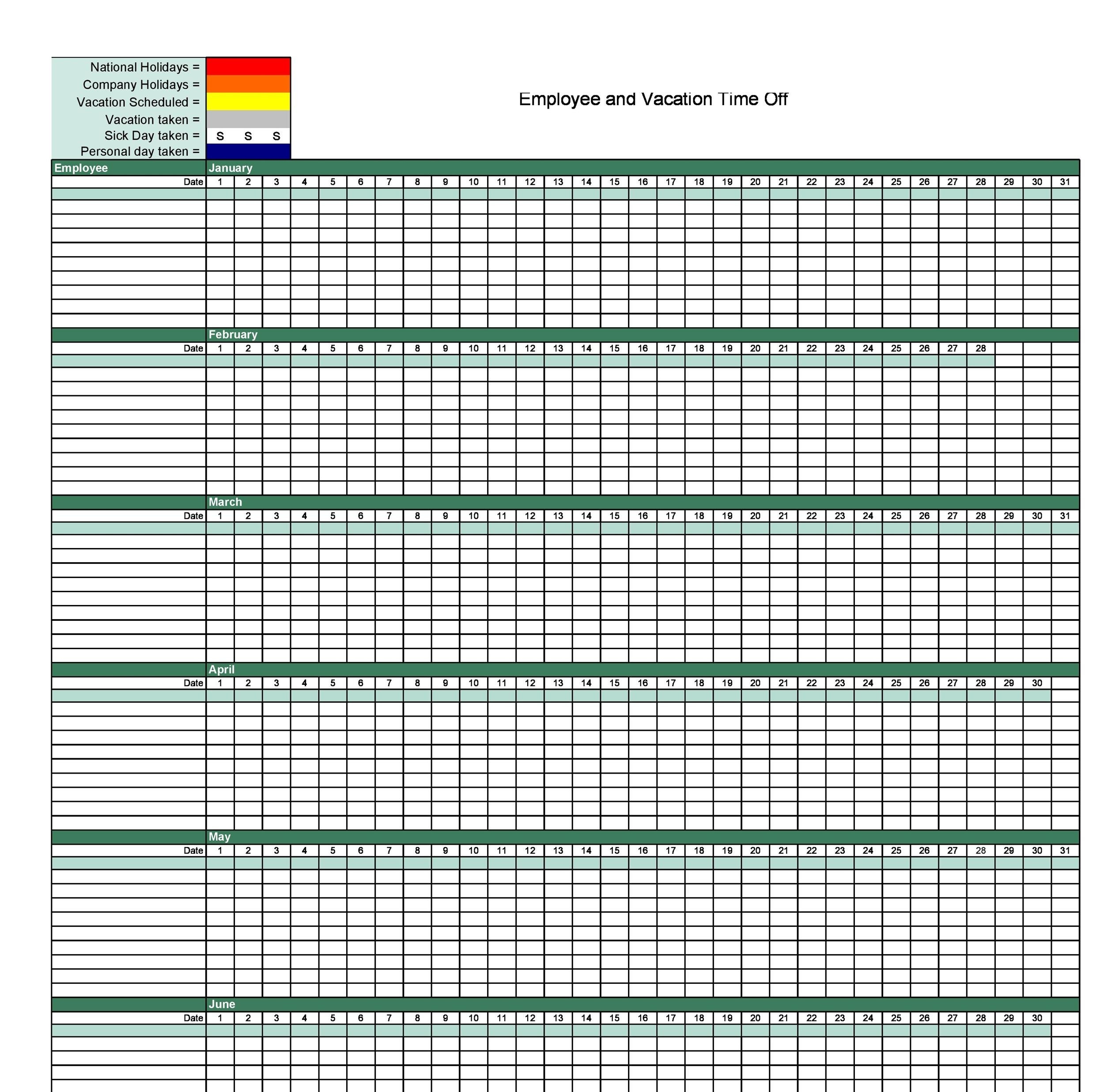 Free Employee Vacation Tracker Excel Template - Free Printable 2024 Employee Vacation Calendar