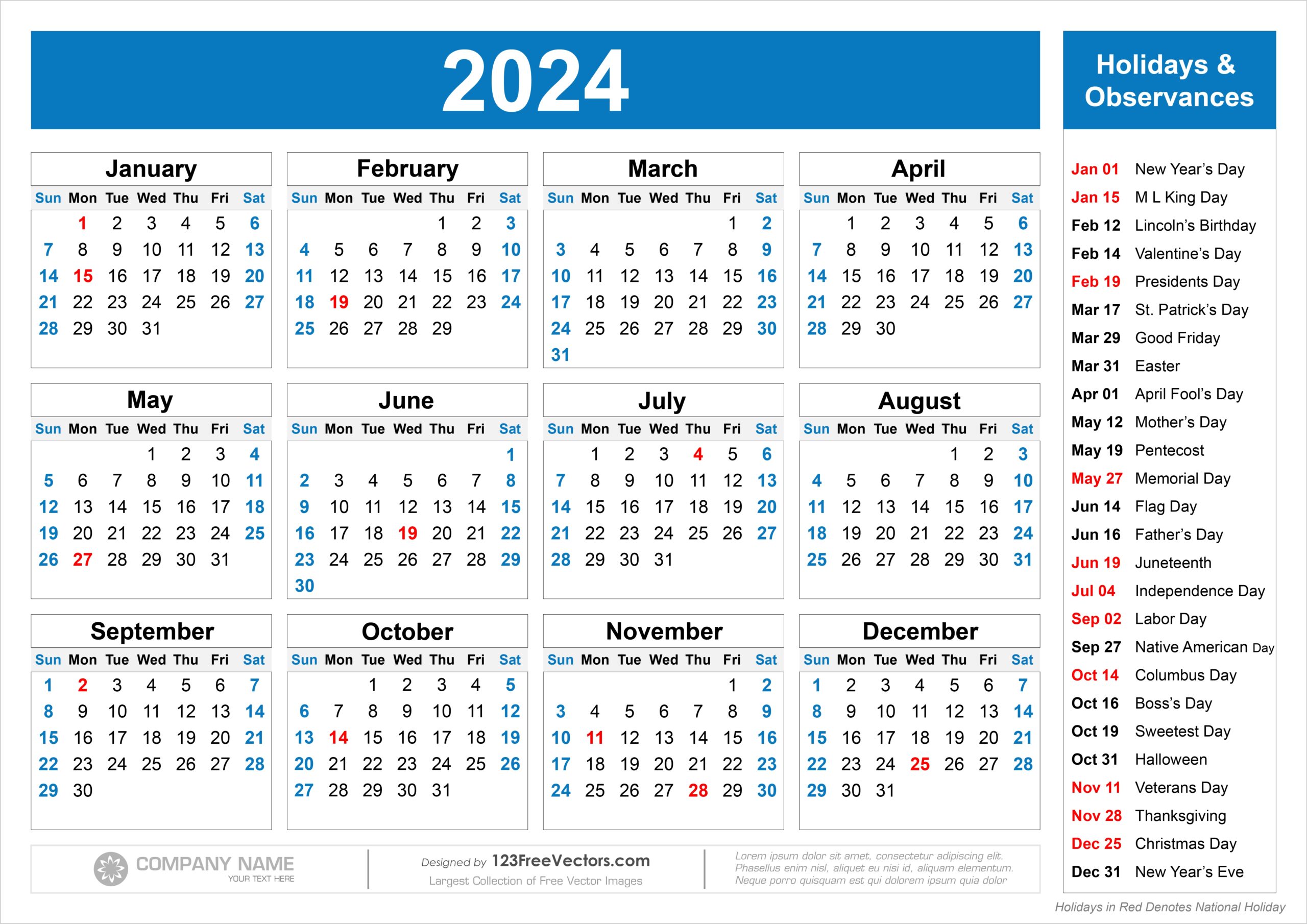 Free Free Printable 2024 Calendar With Holidays inside Free Printable Calendar 2024 With Holidays Pdf