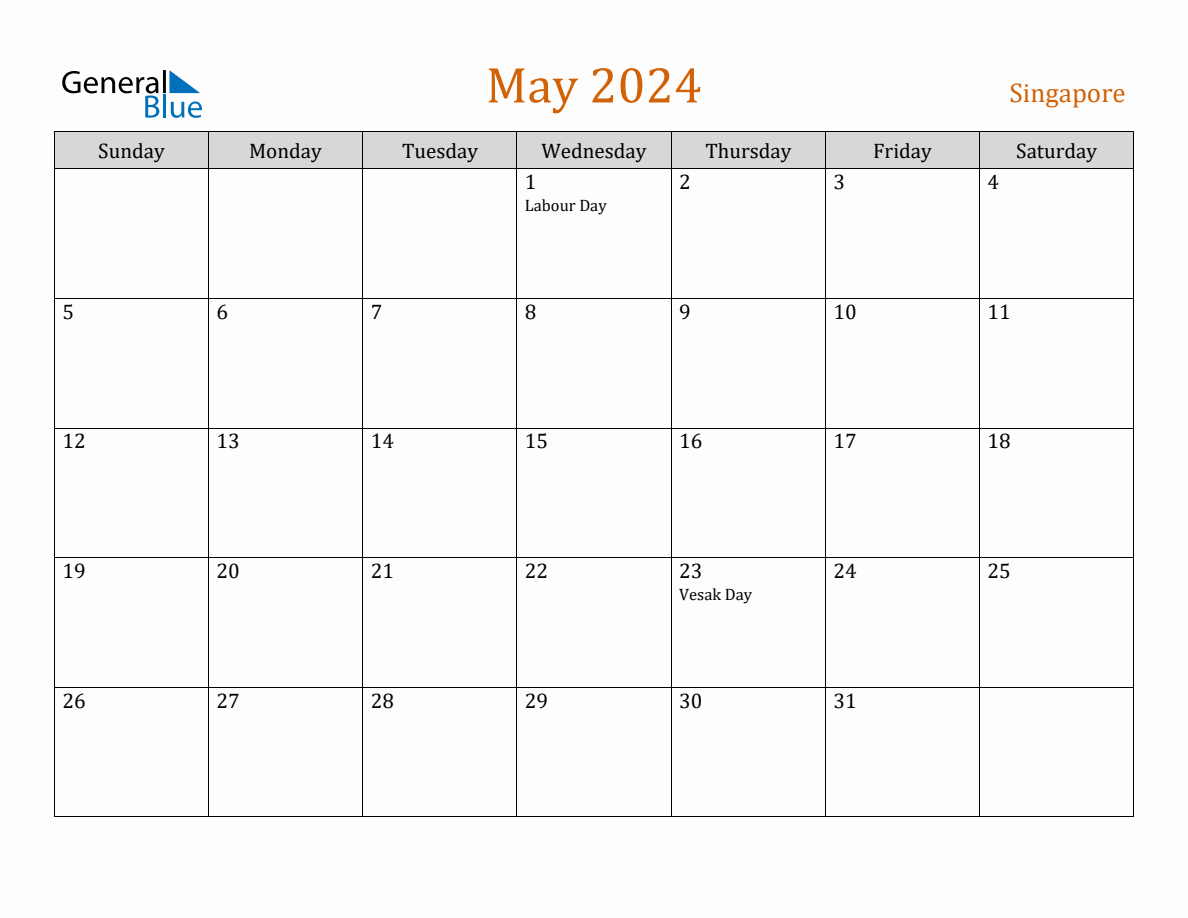 Free May 2024 Singapore Calendar within Free Printable Calendar 2024 Singapore