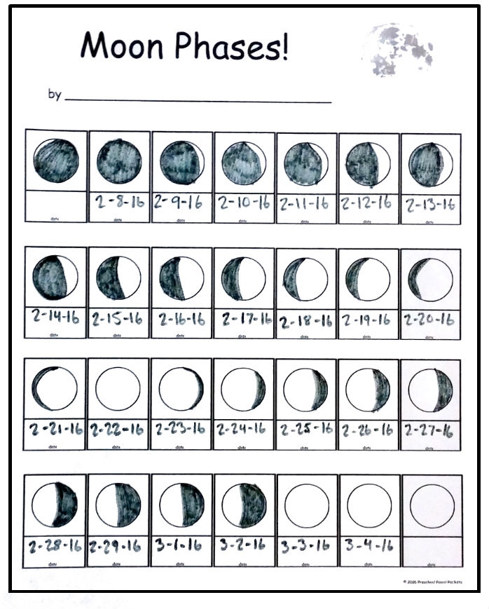 FREE Moon Phase Tracking Printable Preschool Powol Packets - Free Printable 2024 Moon Phase Calendar