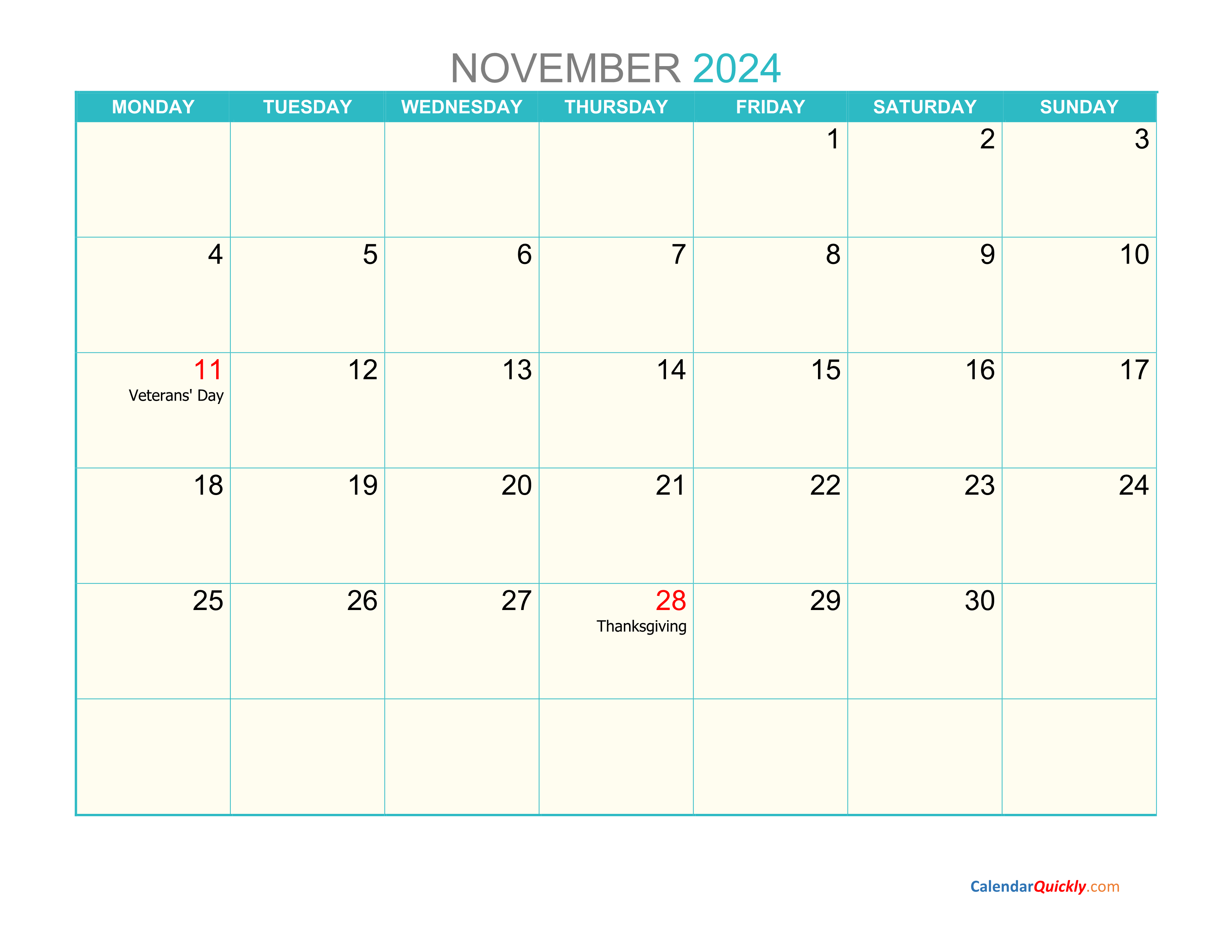 Free November 2024 Calendar Printable 2024 CALENDAR PRINTABLE - Free Printable 2024 November Calendar