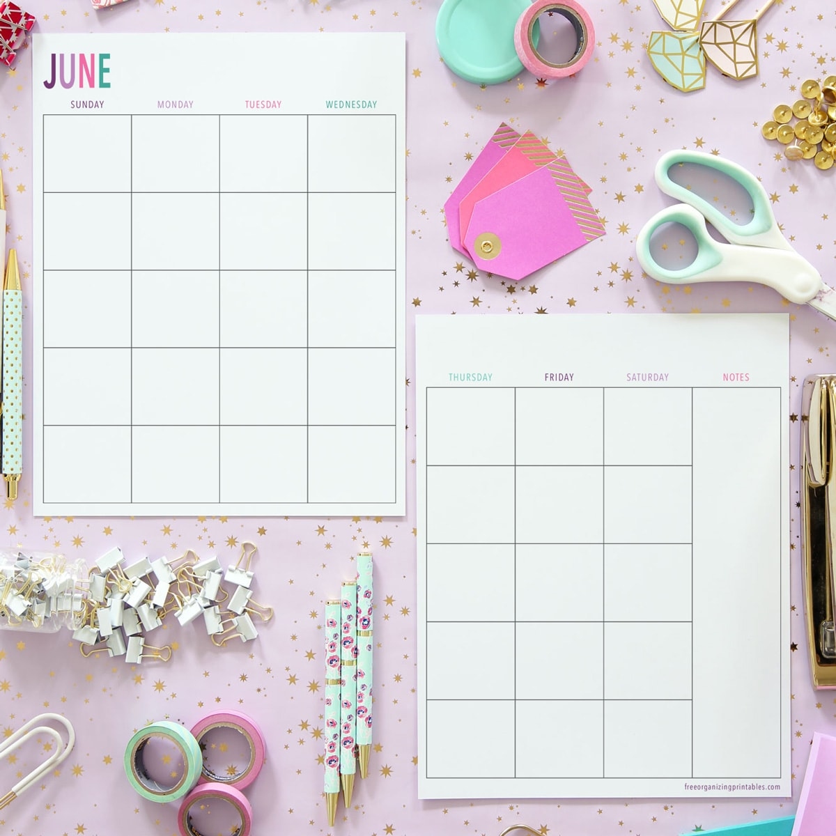 Free Printable 2 Page Blank Monthly Calendar 2024 intended for Free Printable Calendar 2024 Girly