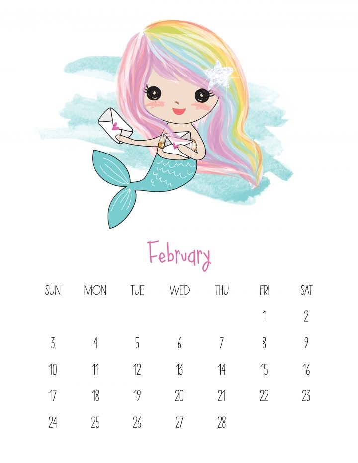 Free Printable 2019 Kawaii Mermaid Calendar The Cottage Market - Free Printable 2024 Kawaii Mermaid Calendar