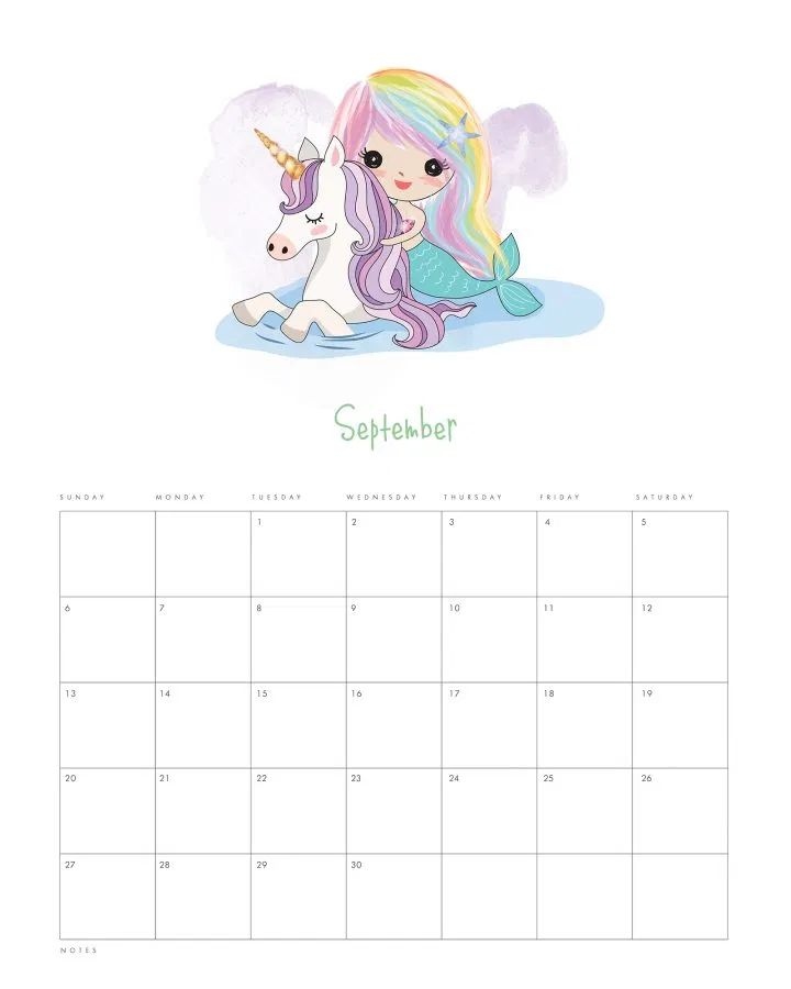 Free Printable 2020 Kawaii Mermaid Calendar The Cottage Market Kids - Free Printable 2024 Kawaii Mermaid Calendar