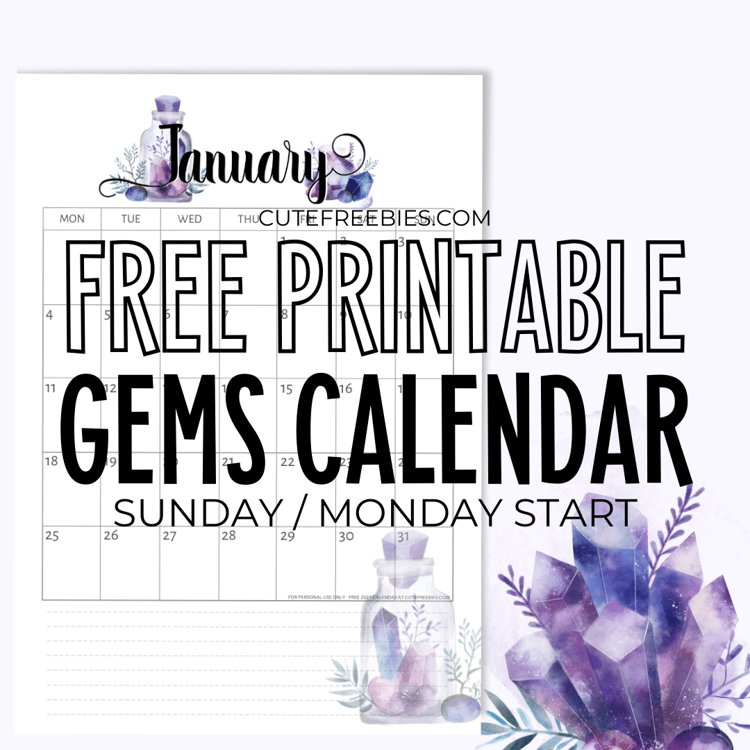 Free Printable 2023 2024 Calendar Pdf – Crystal Gems - Cute intended for Free Printable Calendar 2024 January Purple