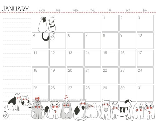 Free Printable 2023 Cat Calendar Super Cute Cute Freebies For You - Free Printable 2024 Calendar With Cats