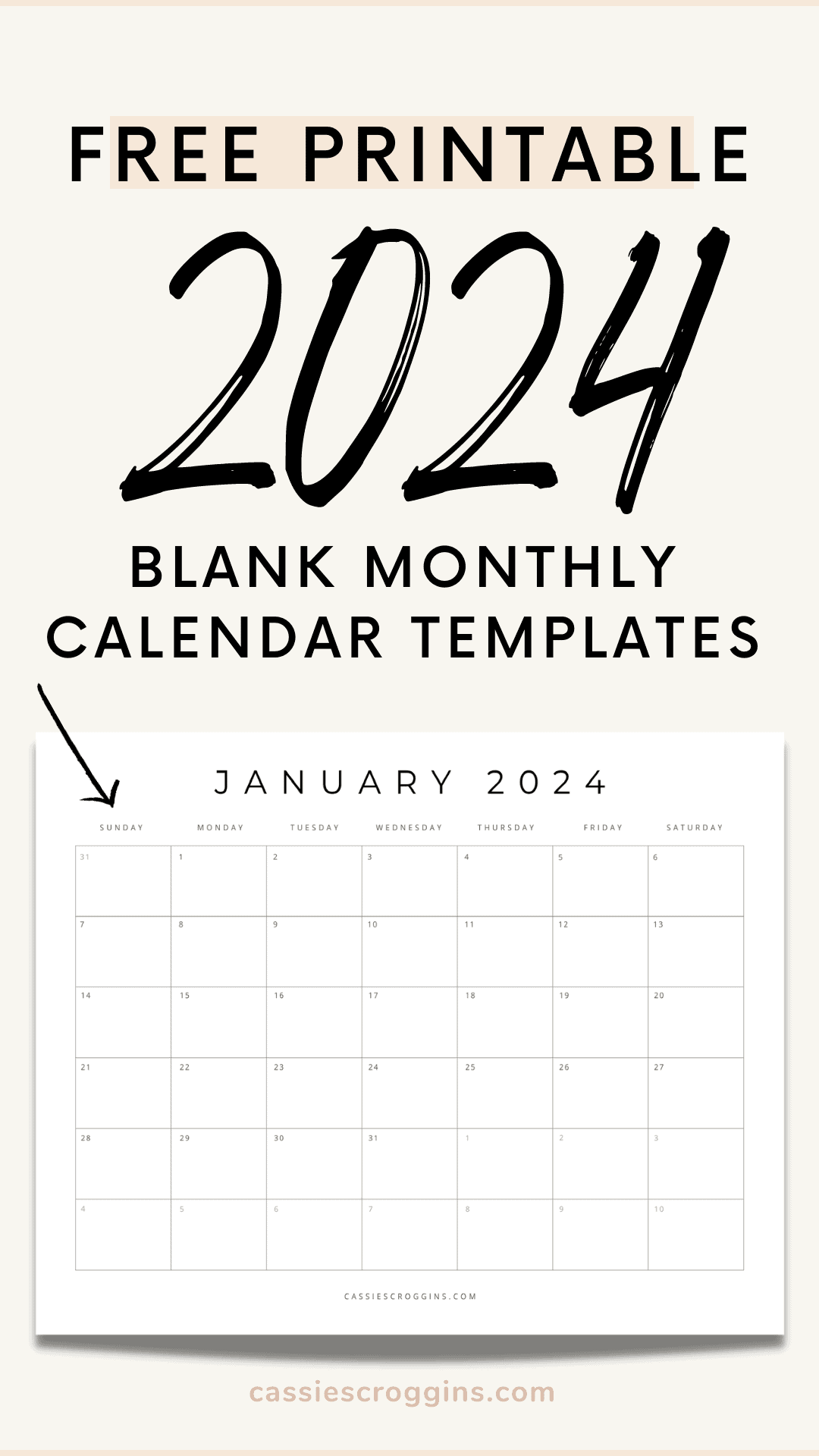 Free Printable 2024 Blank Calendar Templates (All 12 Months for Free Printable And Editable Calendar 2024