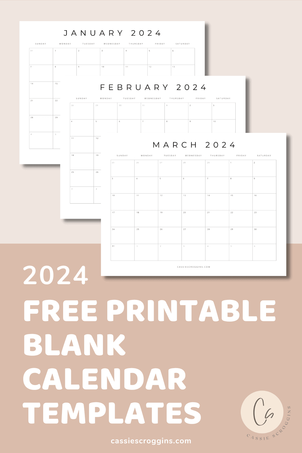 Free Printable 2024 Blank Calendar Templates (All 12 Months pertaining to Free Printable Blank Month Calendar 2024