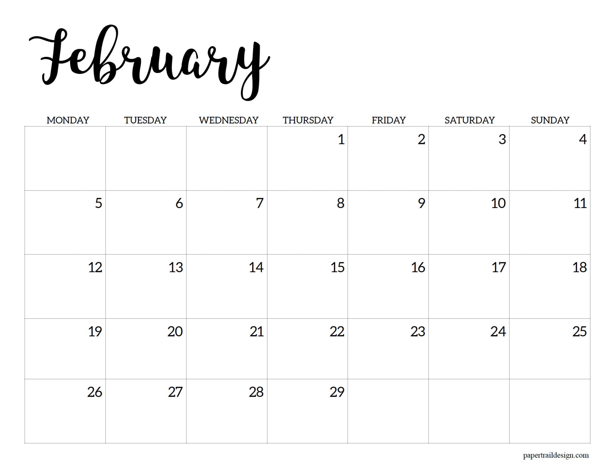 Free Printable 2024 Calendar – Monday Start - Paper Trail Design inside Free Printable Calendar 2024 Monday Through Friday