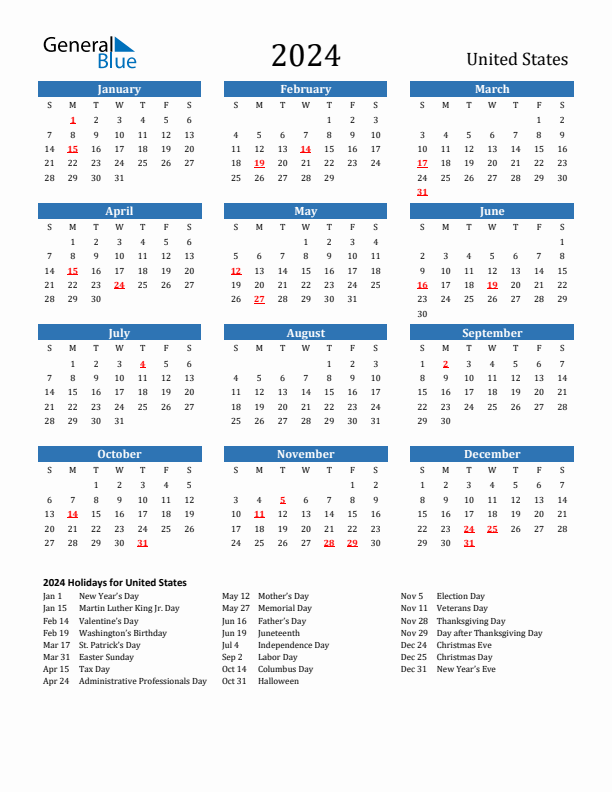 Free Printable 2024 Calendar One Page With Holidays Rivy Vinita - Free Printable 2024 Calendar With Holidays Without Download