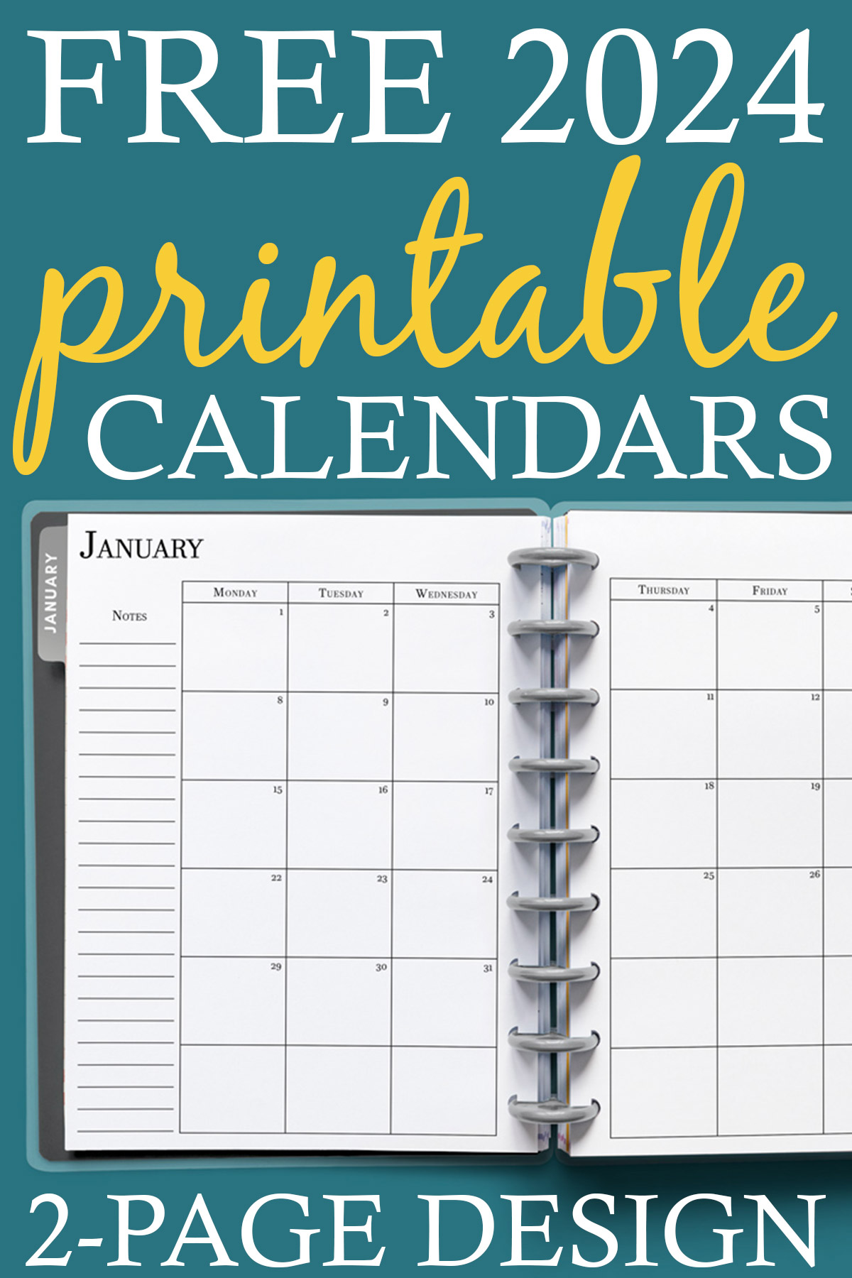 Free Printable 2024 Calendar: Simple Monthly Calendars | Happy intended for Free Printable Calendar 2024 For Teachers