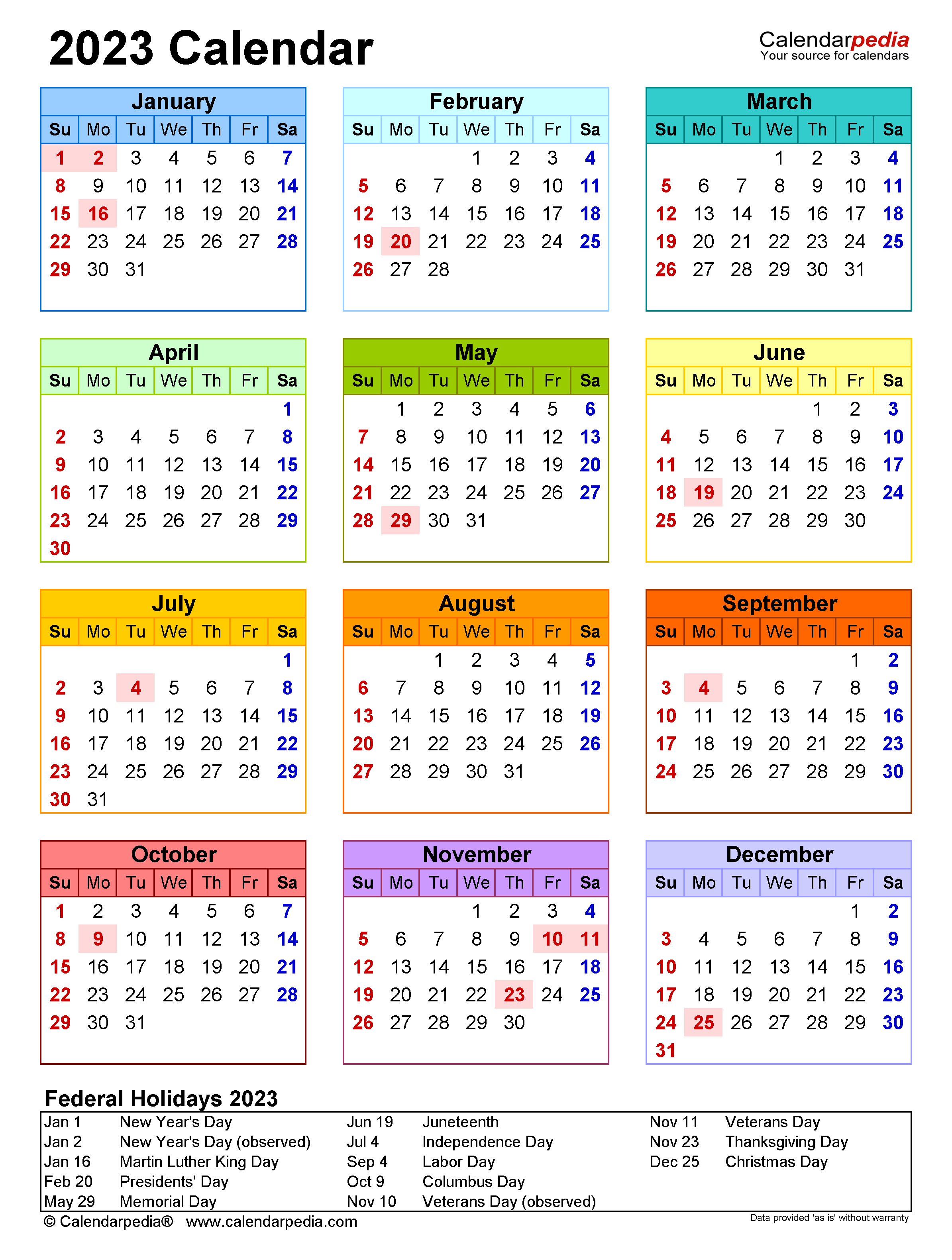 Free Printable 2024 Monthly Calendar With Holidays Free 2024 - Free Printable 2024 Calendar Without Downloading
