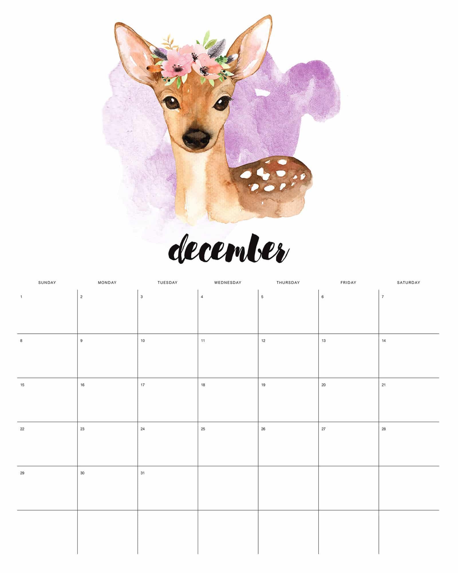 Free Printable 2024 Watercolor Animals Calendar! - The Cottage Market for Free Printable Animal Calendar 2024
