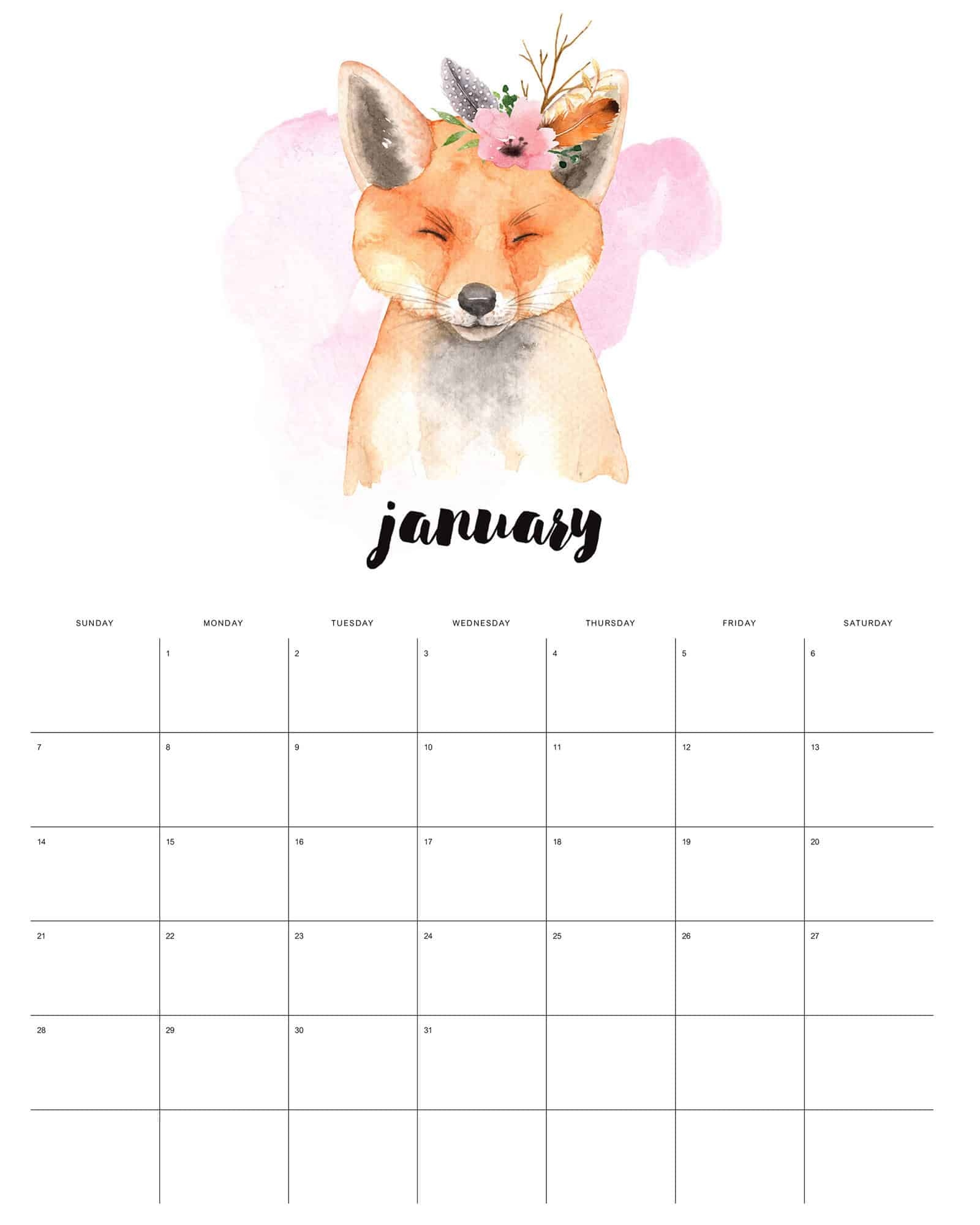Free Printable 2024 Watercolor Animals Calendar! - The Cottage Market inside Free Printable Animal Calendar 2024
