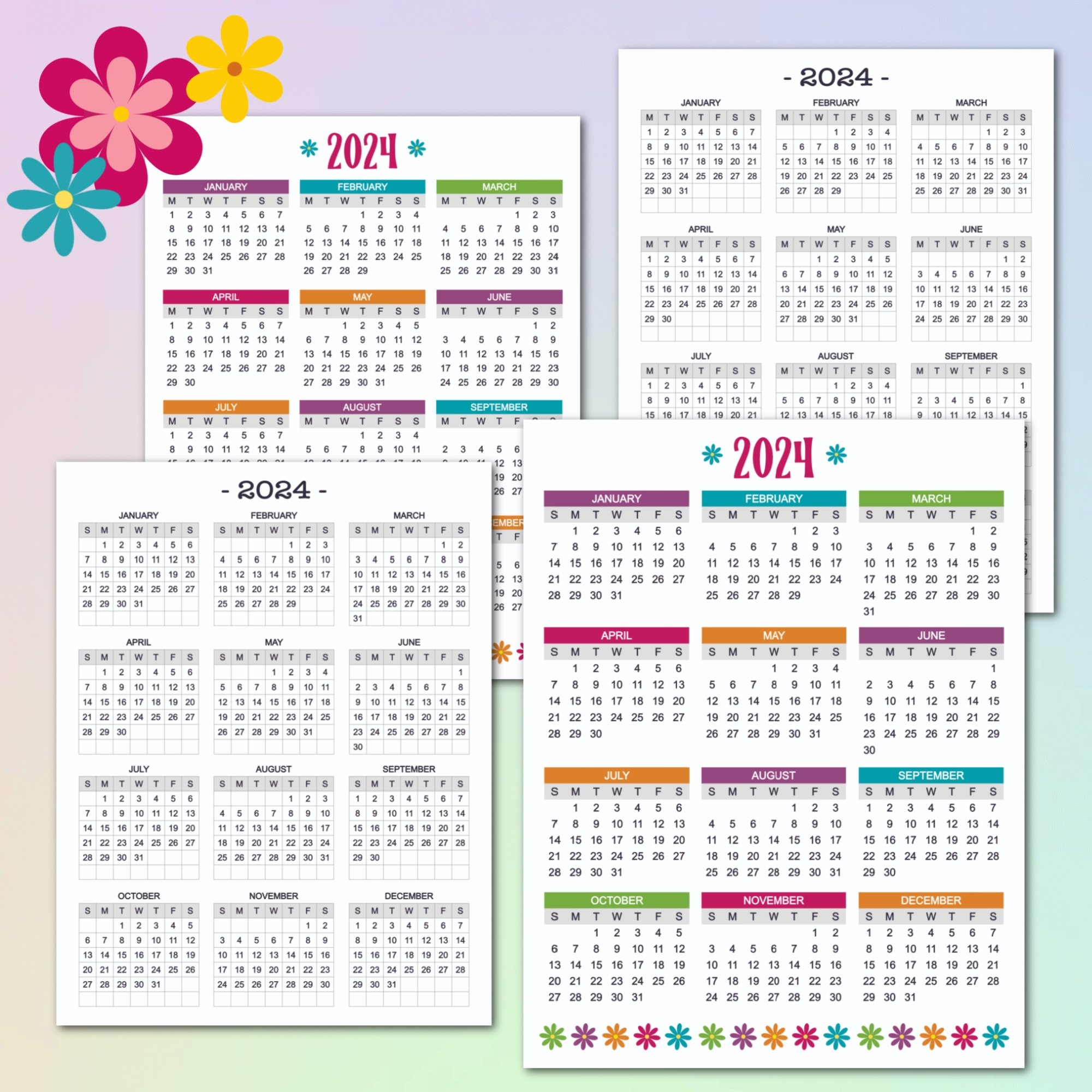 Free Printable 2024 Year-At-A-Glance Calendar — Krafty Planner in Free Printable Calendar 2024 Year At A Glance