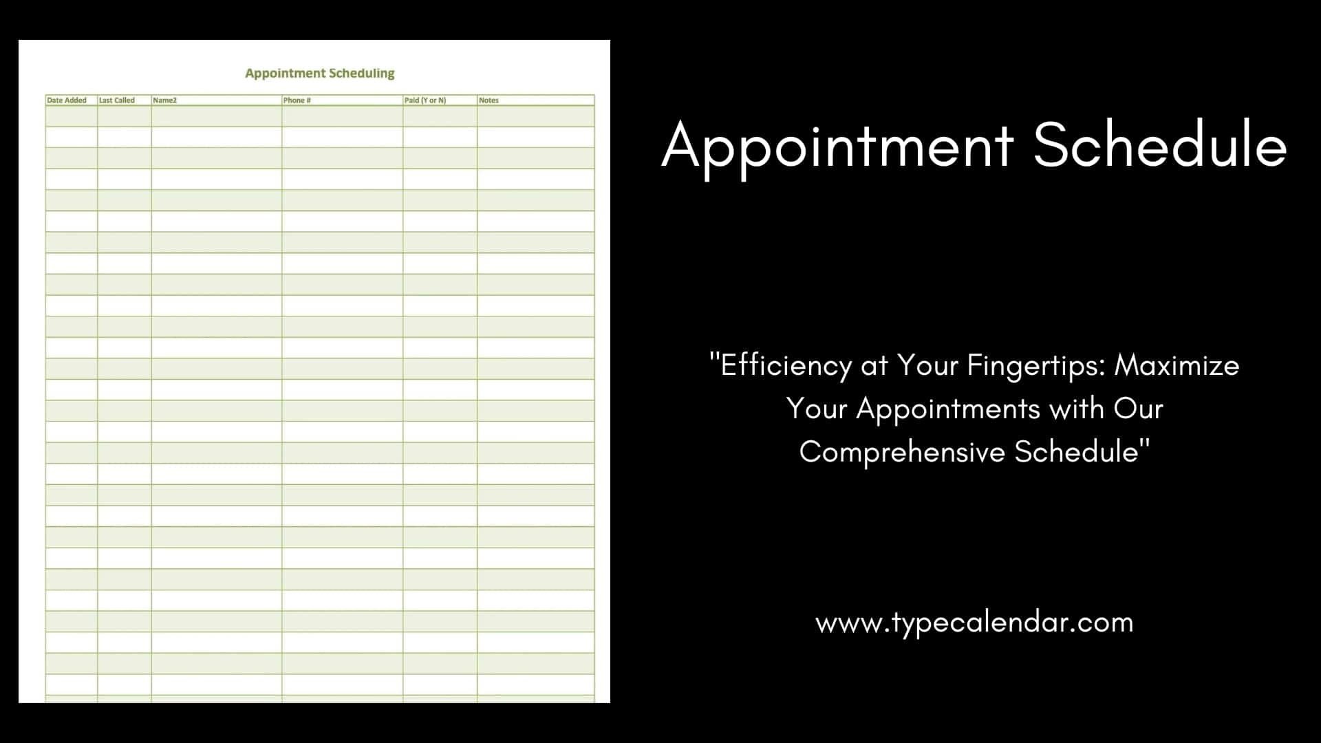 Free Printable Appointment Schedule Templates Excel Word PDF - Free Printable Appointment Calendar January 2024