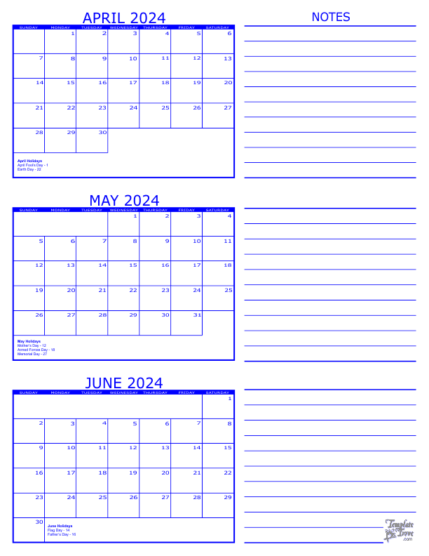 Free Printable April May June 2024 Calendar 2024 CALENDAR PRINTABLE - Free Printable 3 Month Calendar 2024 April May June