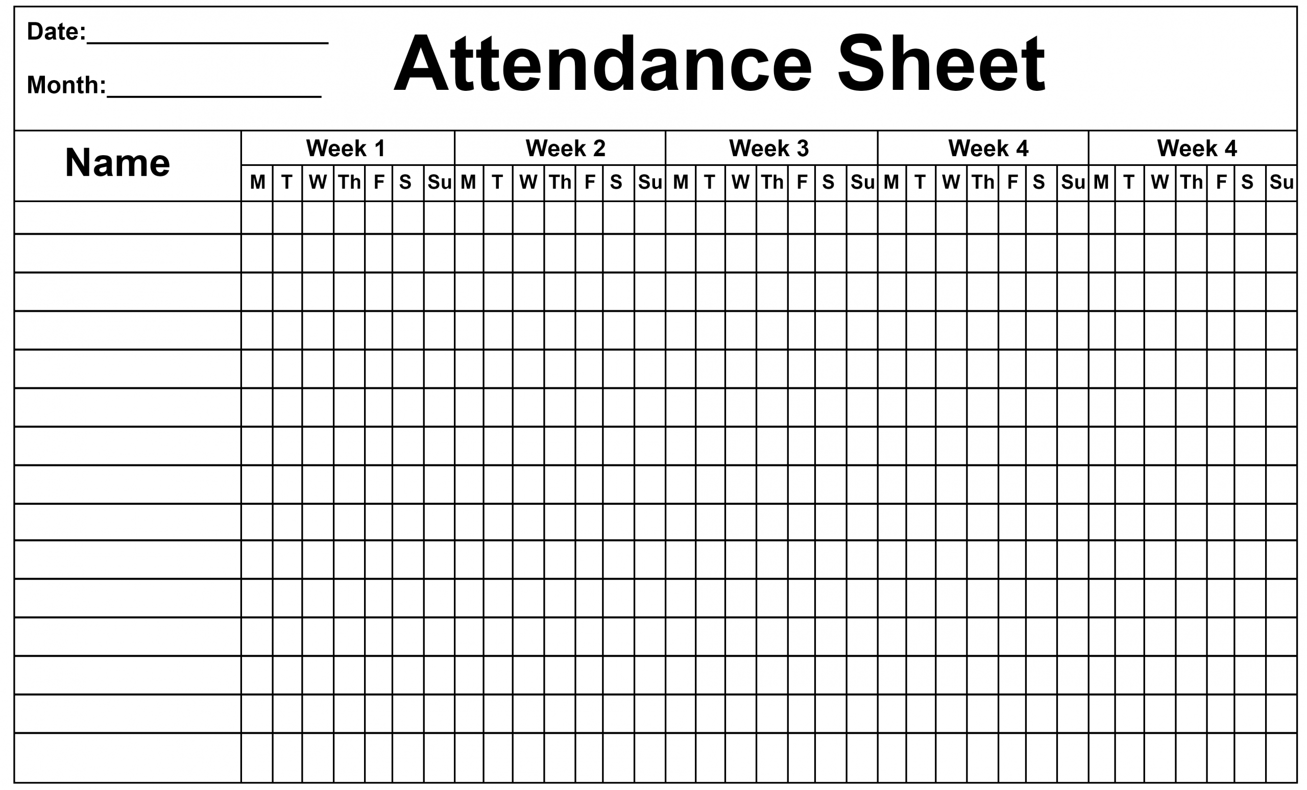 Free Printable Attendance Sheets Pdf Printable Templates - Free Printable Attendance Calendar 2024