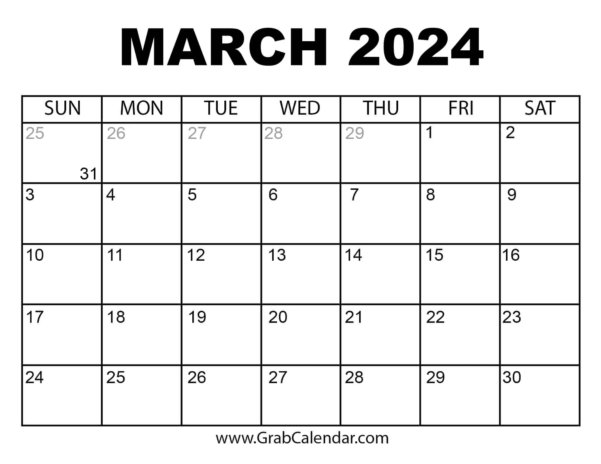 Free Printable Calendar 2024 - Grab Calendar pertaining to Free Printable Calendar 2024 Monthly Pdf Download