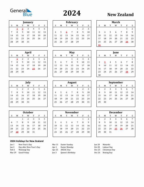 Free Printable Calendar 2024 Nz With Public Holidays 2024 CALENDAR - Free Printable 2024 Calendar With Holidays Nz