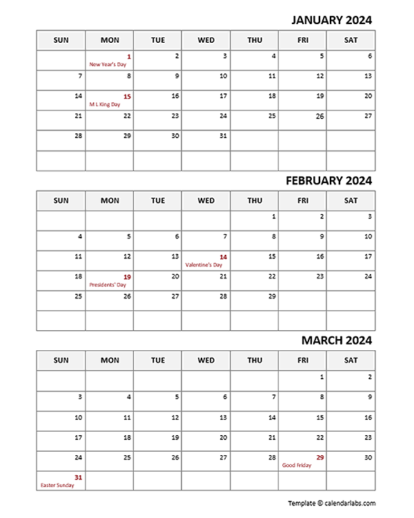 Free Printable Calendar 2024 Quarterly Printable Templates By Nora - Free Printable 2024 Quarterly Calendar Template