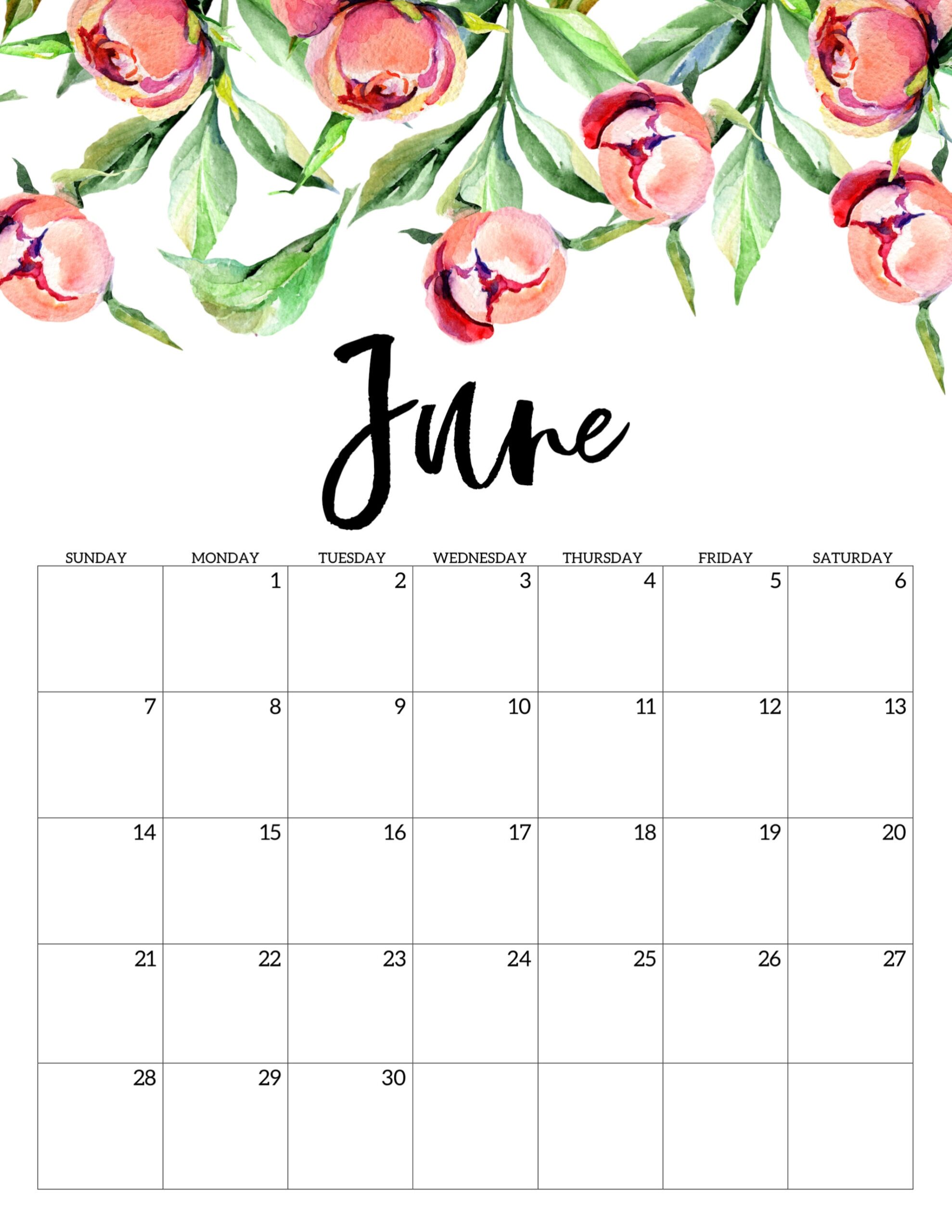 Free Printable Calendar Floral Calendar Printables Free Templates - Free Printable 2024 Monthly Calendar Floral