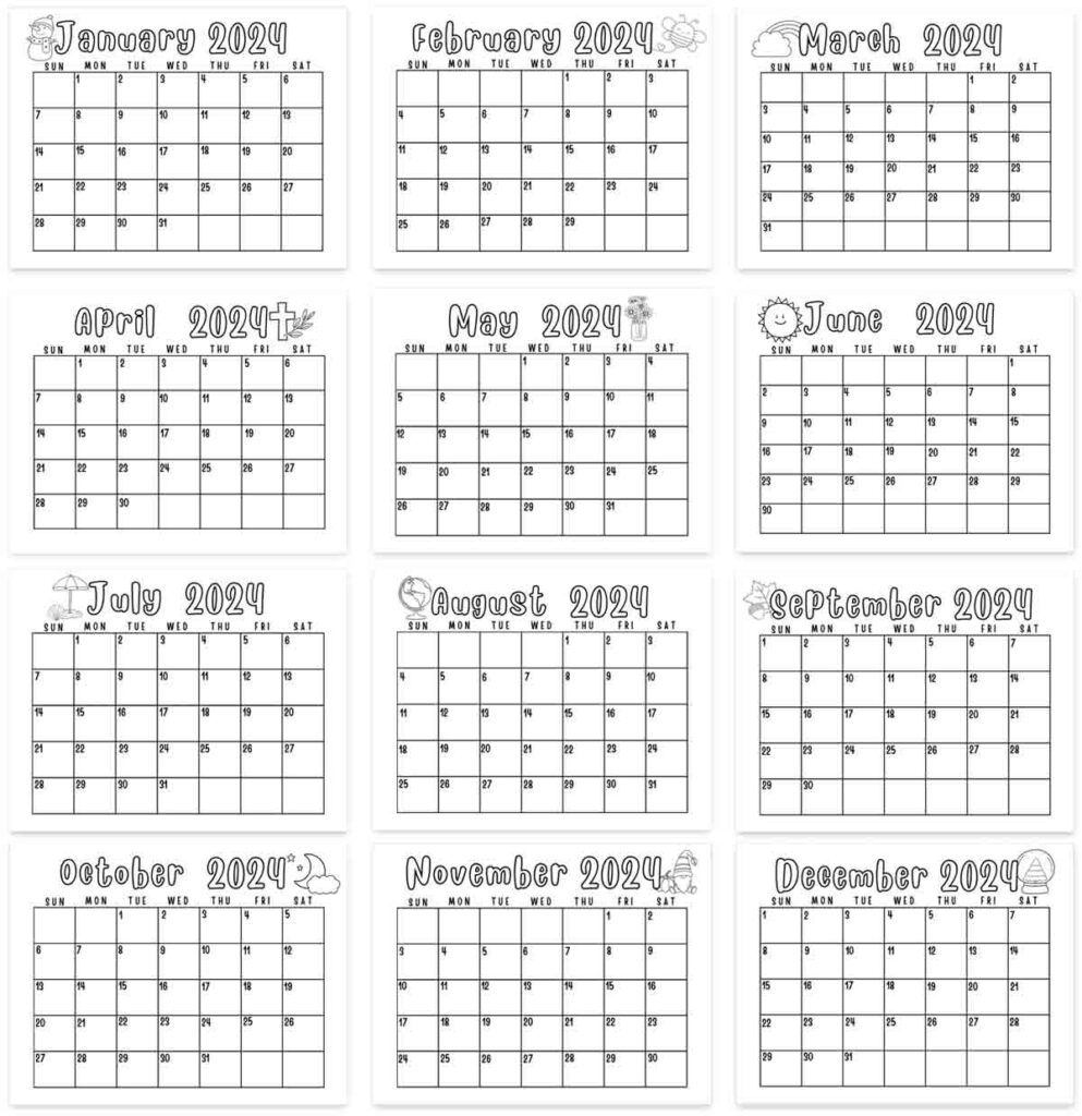 Free Printable Calendar For Kids - Dated And Undated (2024-2025 intended for Free Printable Calendar 2024 Fill In