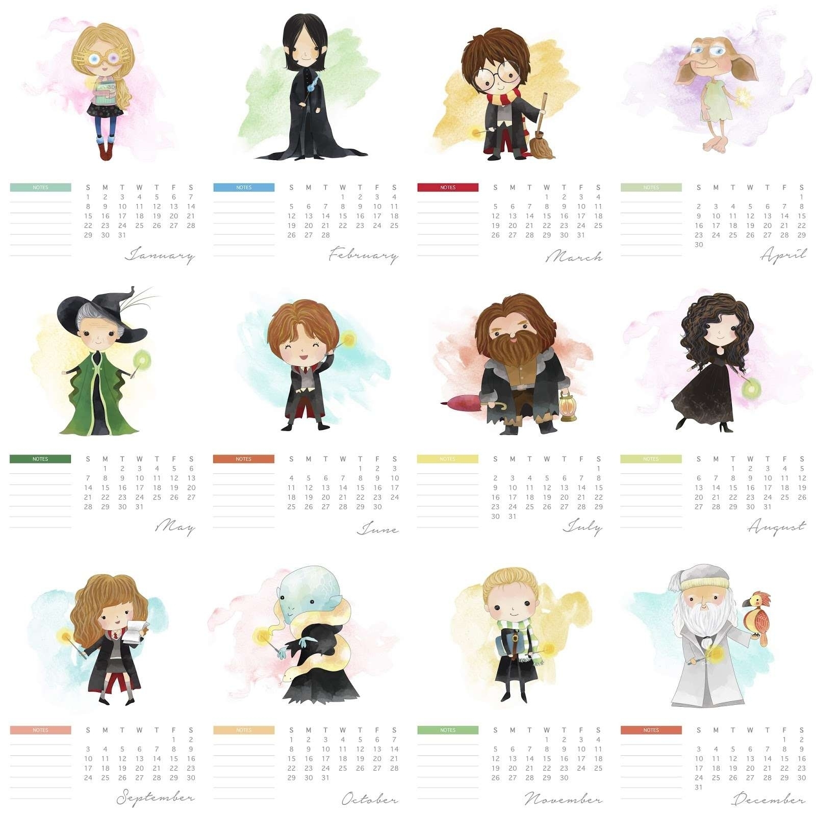 Free Printable Calendar Harry Potter Month Calendar Printable - Free Printable 2024 Calendar Harry Potter