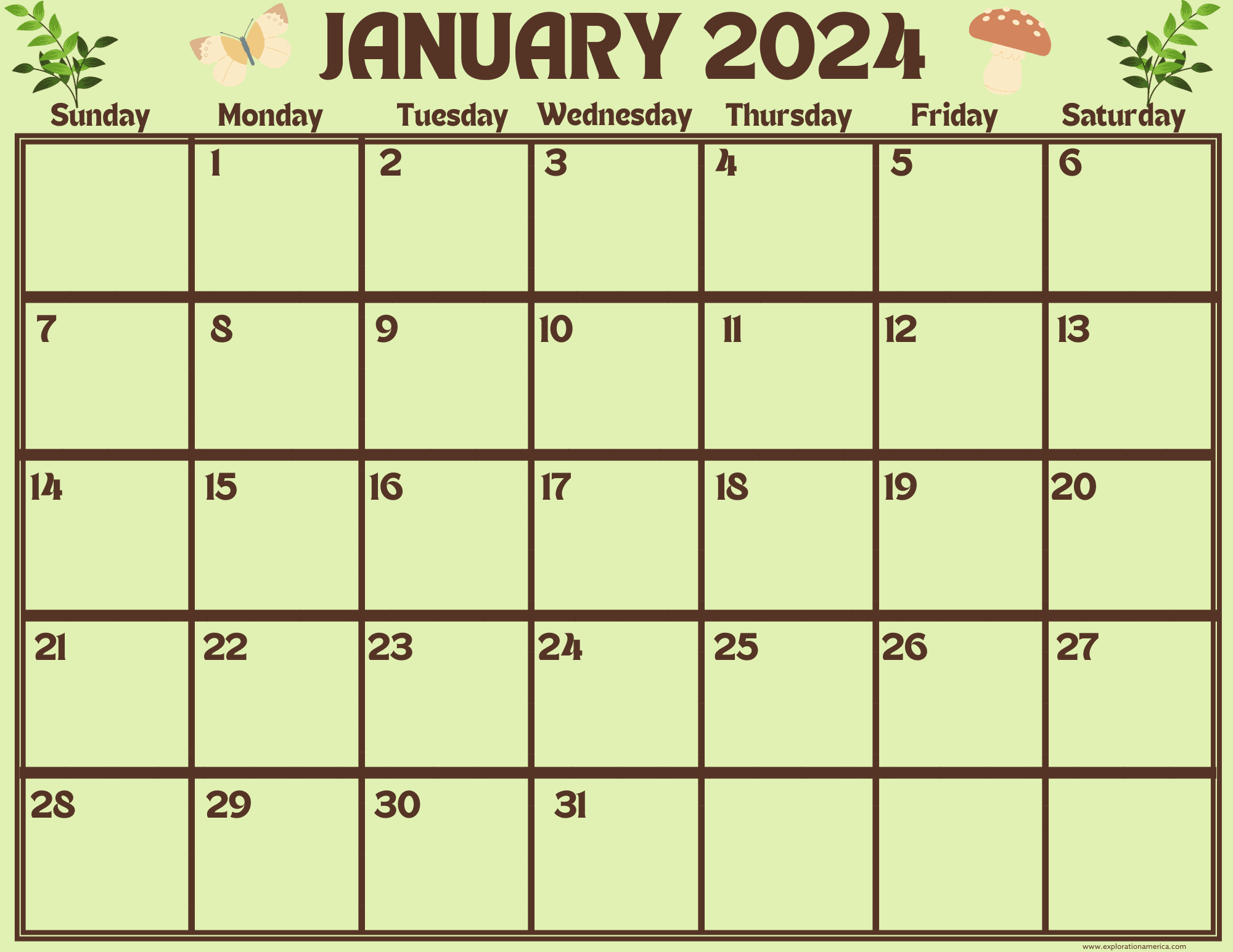 Free Printable Calendar - Nature Themed 12 Month Calendar for Free Printable Calendar 2024 Printable Calendar