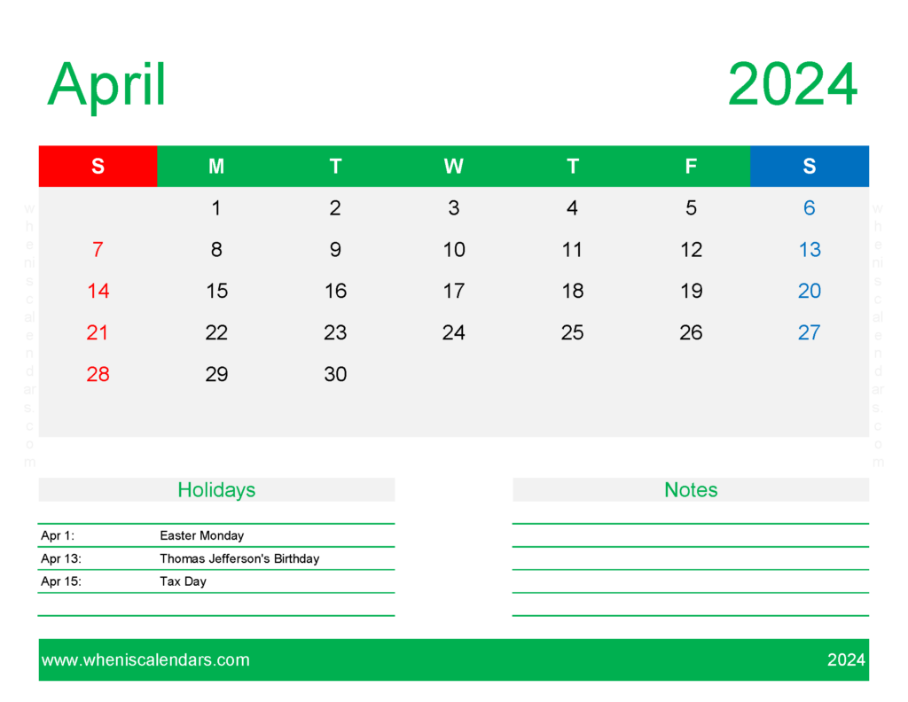 Free Printable Calendar Templates April 2024 A4172 within Free Printable April 2024 Calendar Waterproof