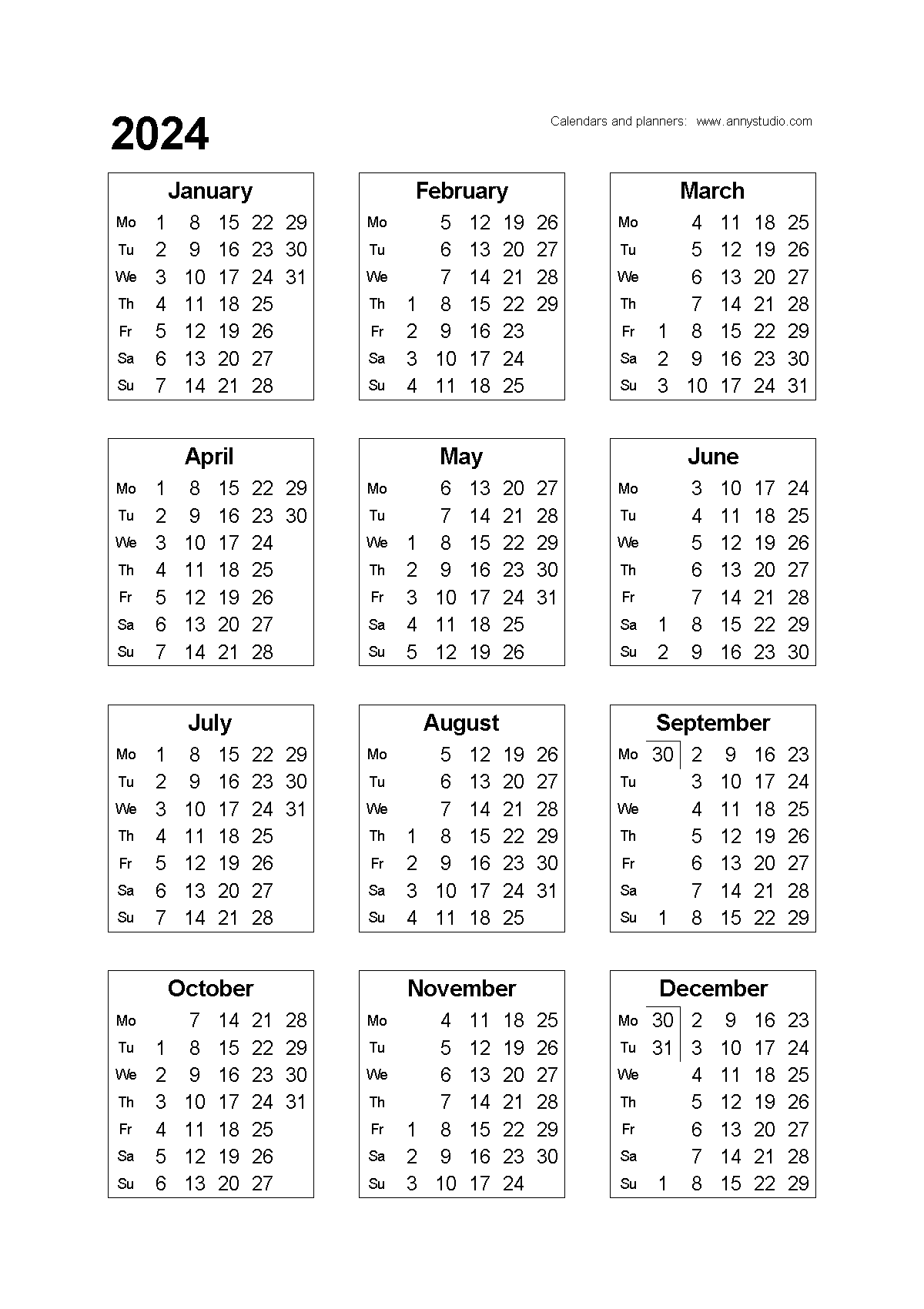Free Printable Calendars And Planners 2024, 2025 And 2026 inside Free Printable Calendar 2024 A4 Size