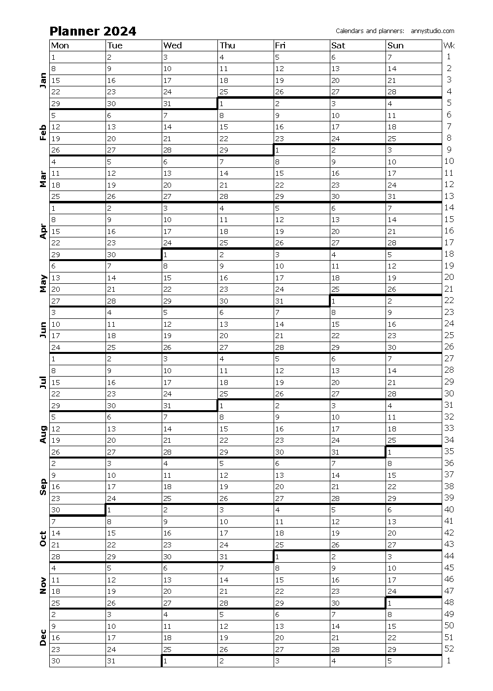 Free Printable Calendars And Planners 2024, 2025 And 2026 within Free Printable Calendar 2024 With Grid Lines