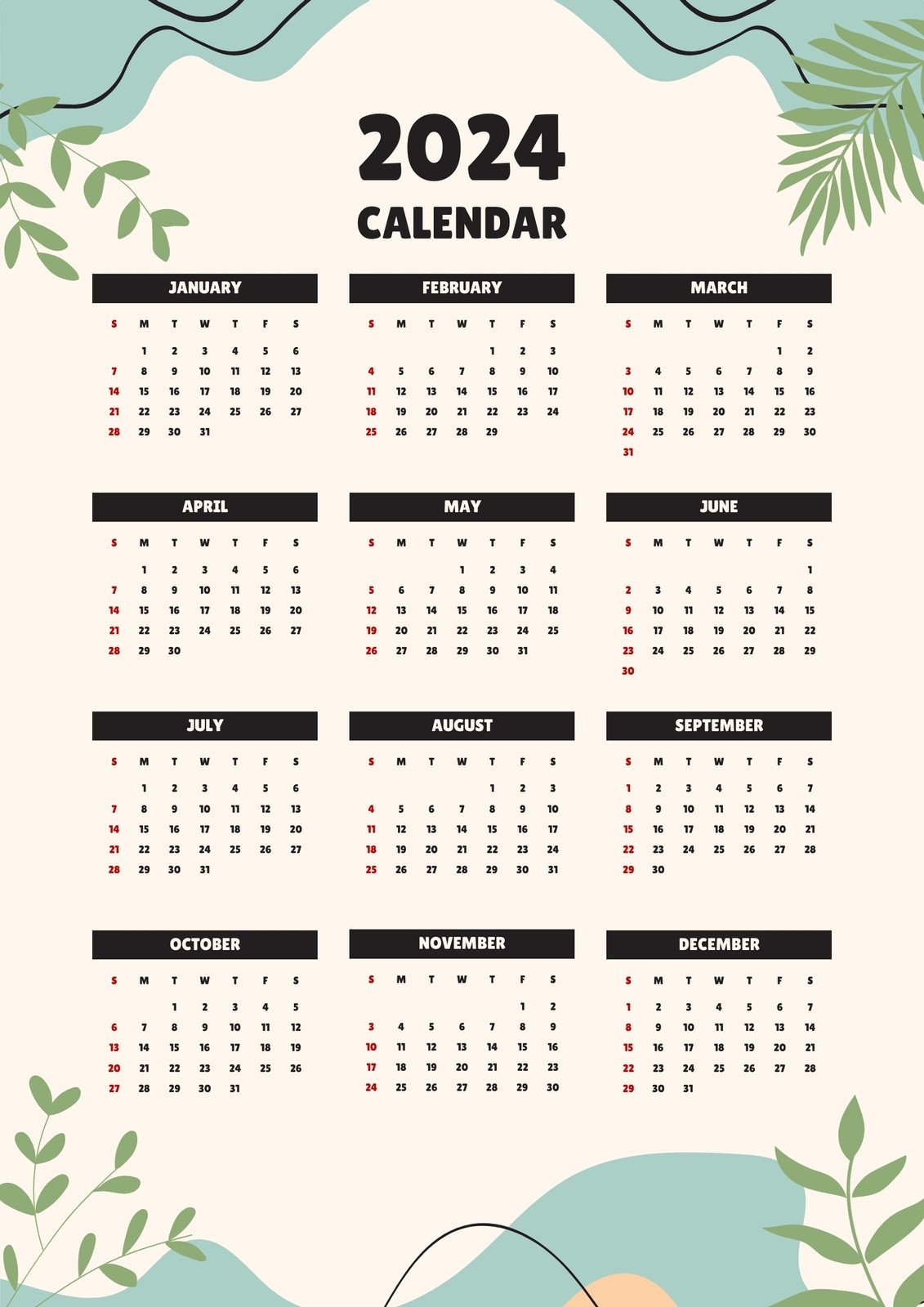 Free, Printable, Customizable Monthly Calendar Templates | Canva regarding Free Printable Calendar 2024 Aesthetic
