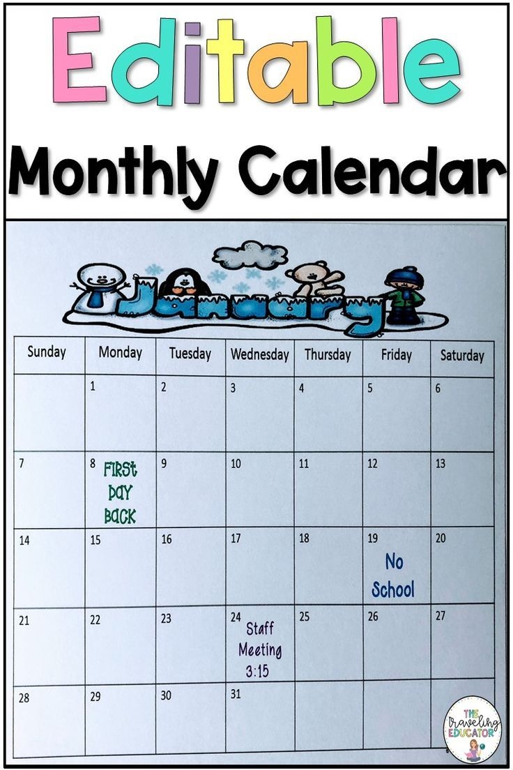 Free Printable Editable Monthly Calendars - Free Printable And Editable Monthly Calendar 2024
