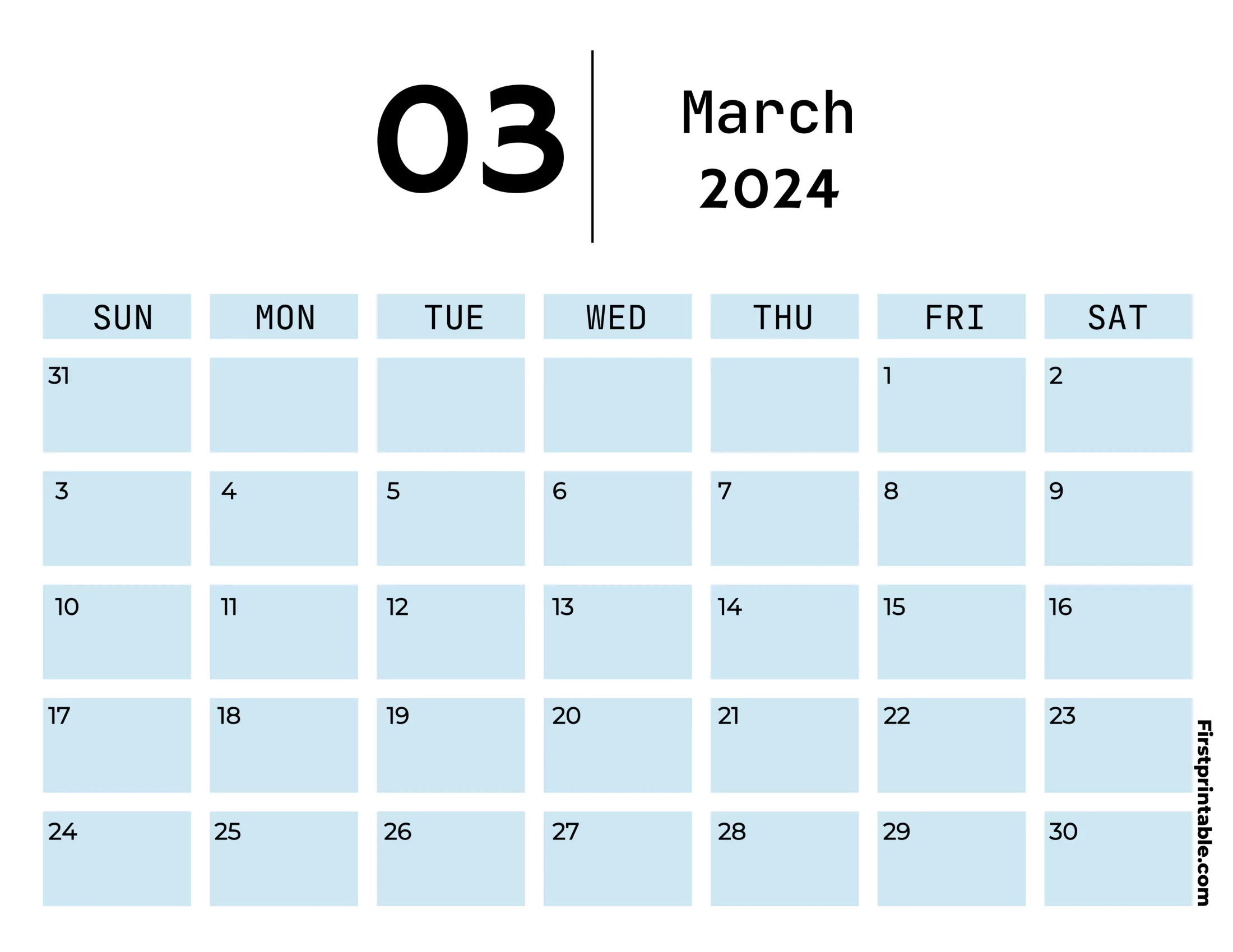 Free Printable &amp;amp; Fillable March Calendar 2024 in Free Printable And Fillable Calendar For 2024