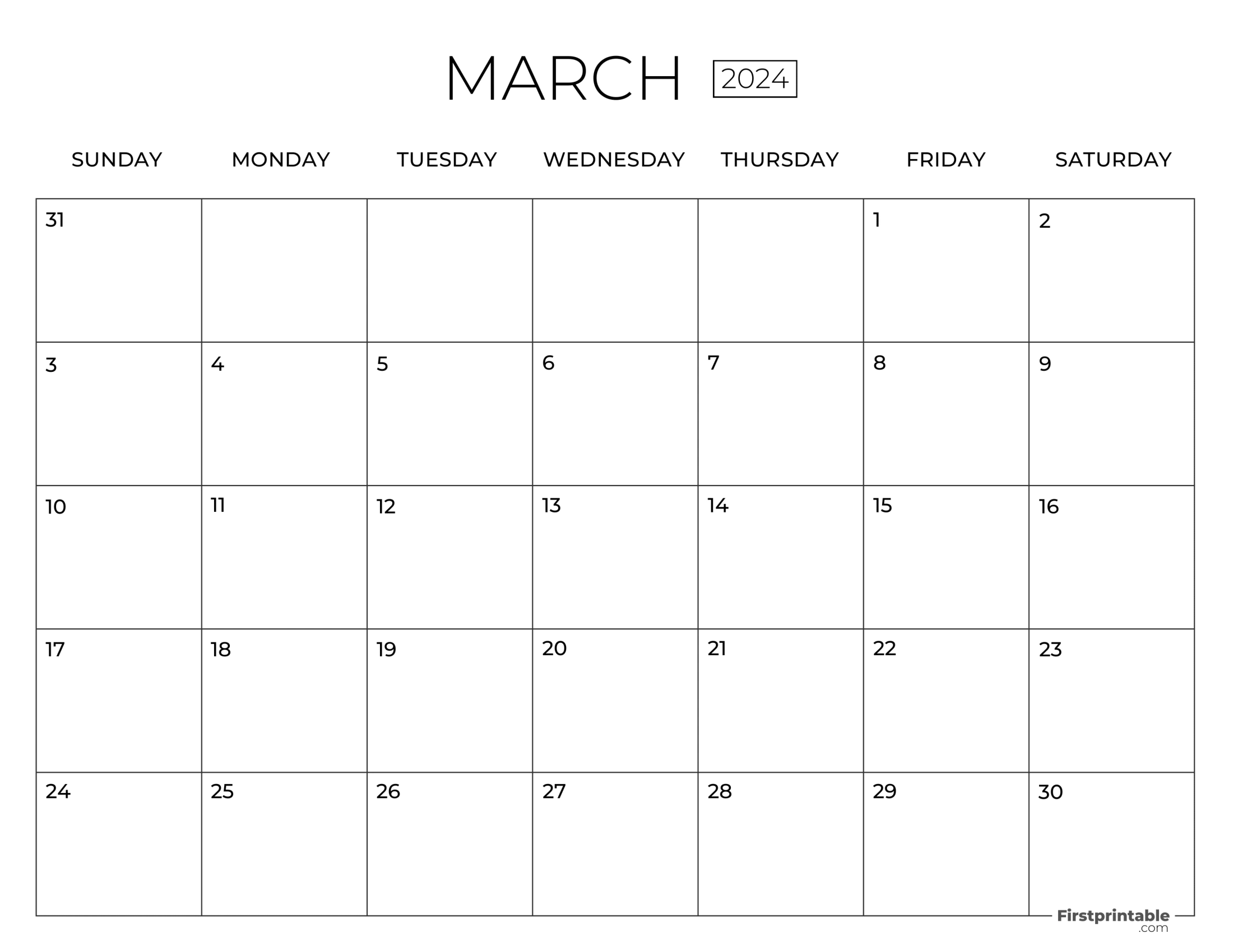 Free Printable &amp;amp; Fillable March Calendar 2024 pertaining to Free Printable And Fillable Calendar For 2024