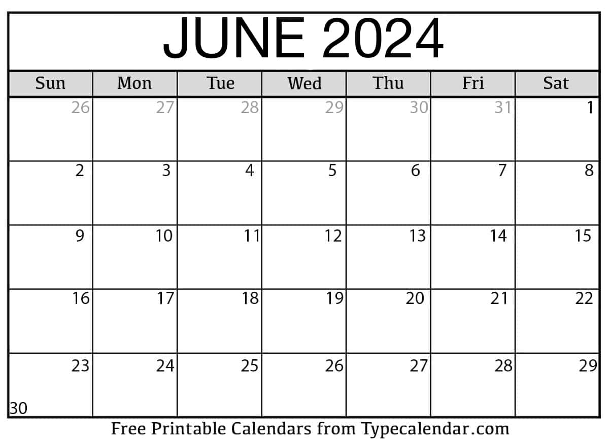 Free Printable June 2024 Calendars - Download within Free Printable Blank Calendar June 2024
