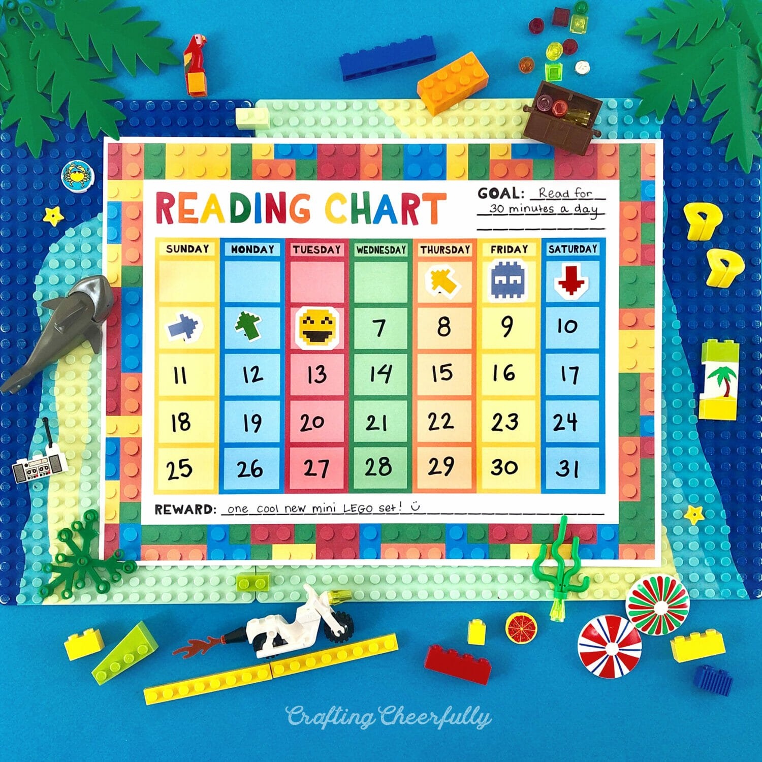 Free Printable Lego-Themed Reading Chart - Crafting Cheerfully within Free Printable Calendar 2024 Lego