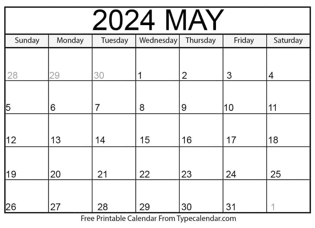 Free Printable May 2024 Calendars - Download inside Free Printable Blank Calendar 2024 May