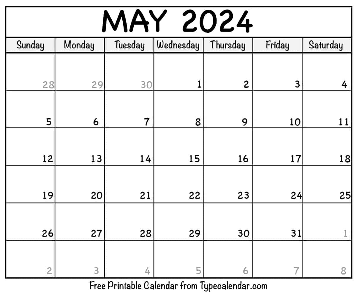 Free Printable May 2024 Calendars - Download pertaining to Free Printable Big Grid May 2024 Calendar
