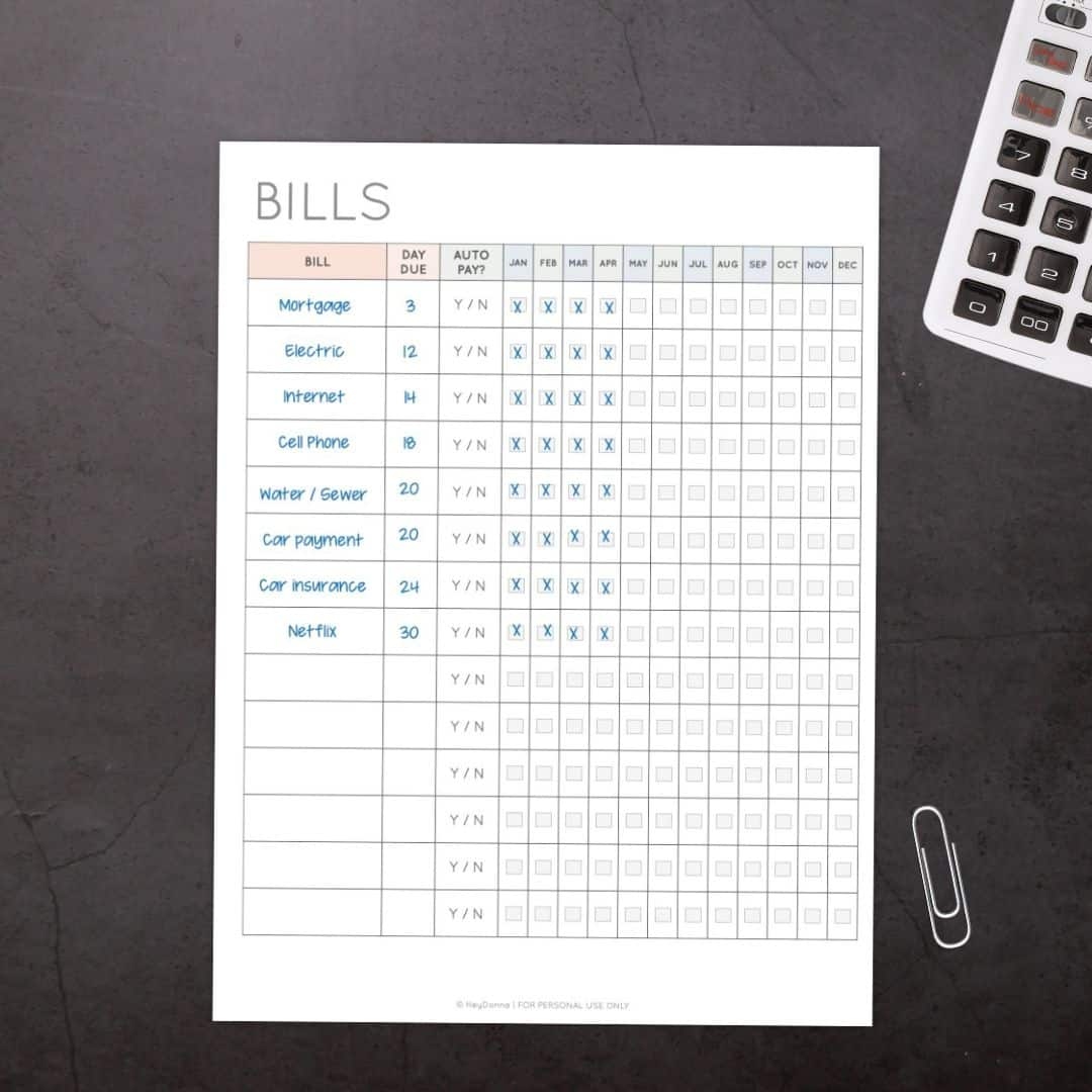 Free Printable Monthly Bill Tracker - Hey Donna in Free Printable Bill Calendar 2024