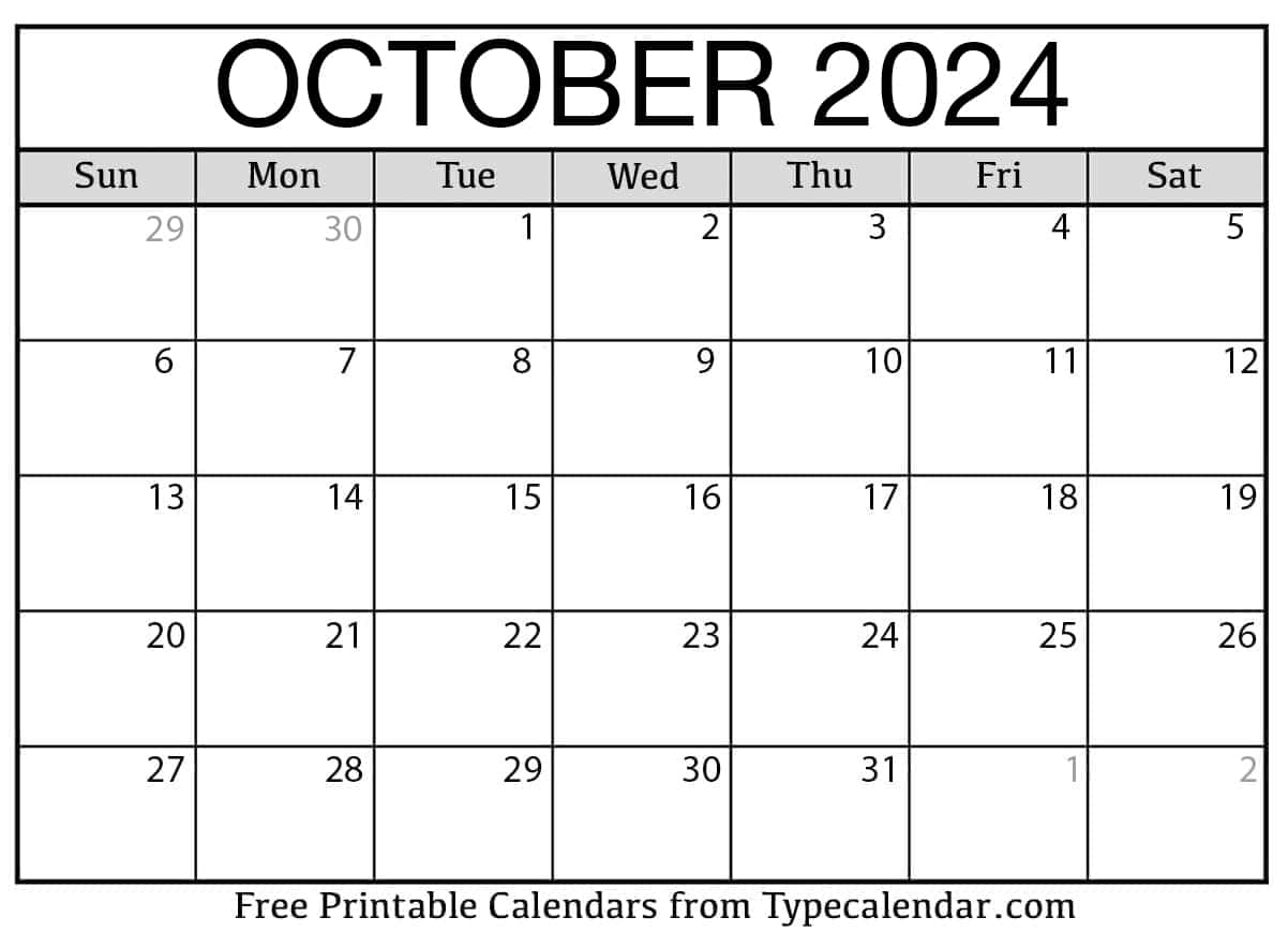 Free Printable October 2024 Calendars - Download pertaining to Free Printable Blank October Calendar 2024