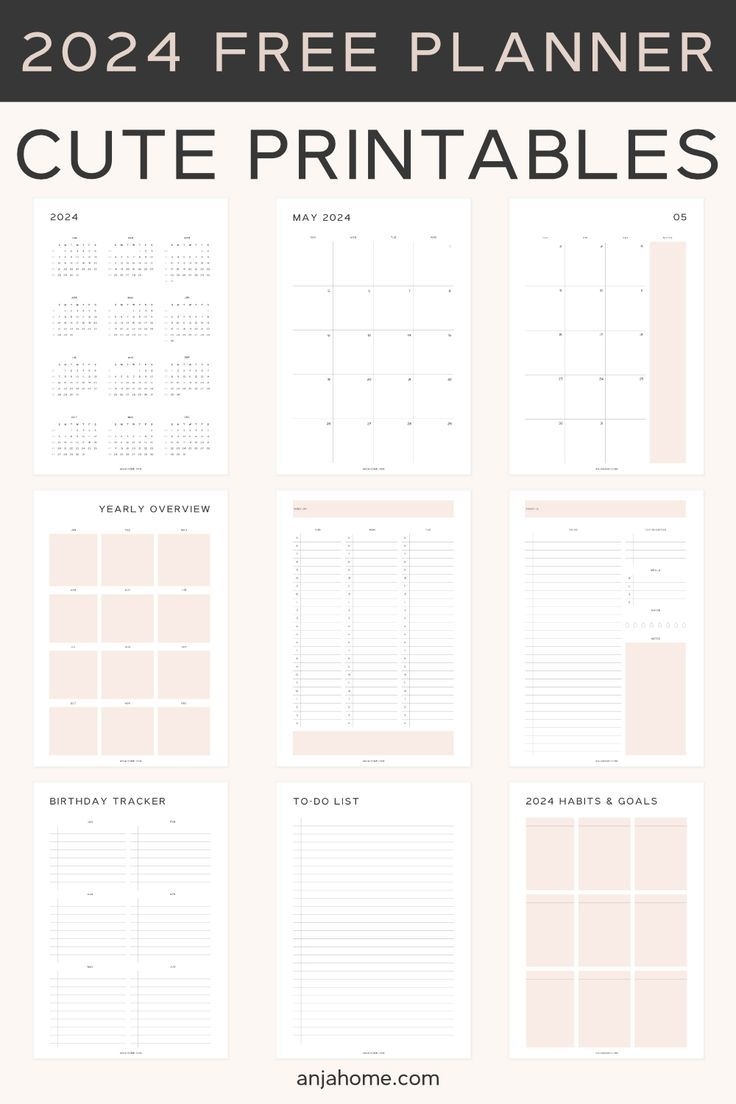 Free Printable Planner 2024 Pdf - Anjahome | Free Planner Pages pertaining to Free Printable Bullet Journal 2024 Calendar