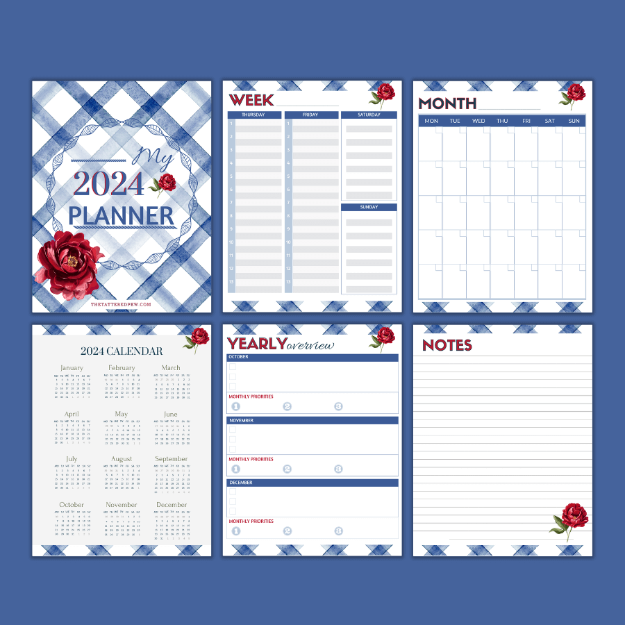Free Printable Planner 2024 » The Tattered Pew in Free Printable Calendar 2024 Blue Plaid