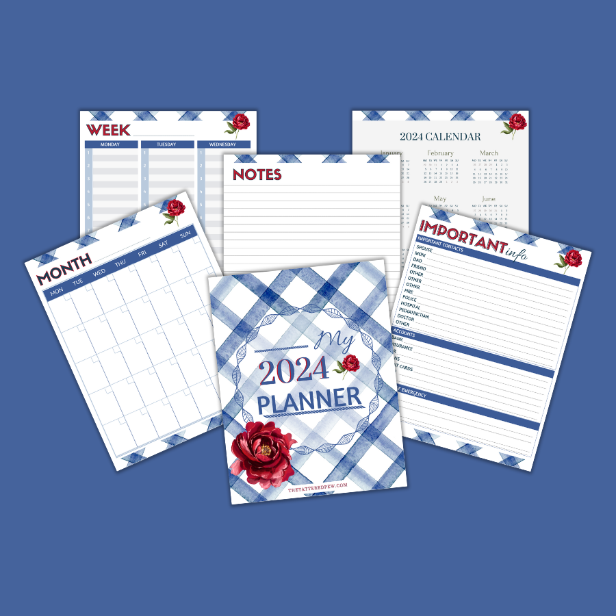 Free Printable Planner 2024 » The Tattered Pew intended for Free Printable Calendar 2024 Blue Plaid