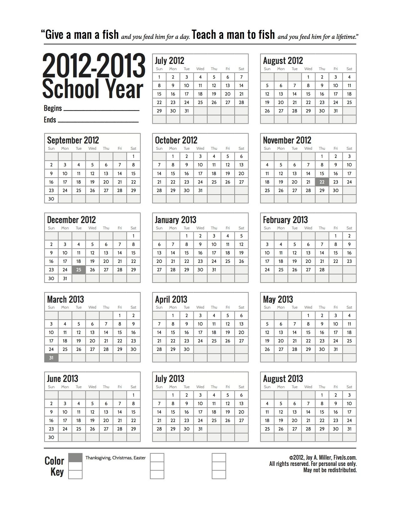 Free Printable School Calendar For 2023-2024 - Five J&amp;#039;S Homeschool in Free Printable Attendance Calendar 2024 Homeschool