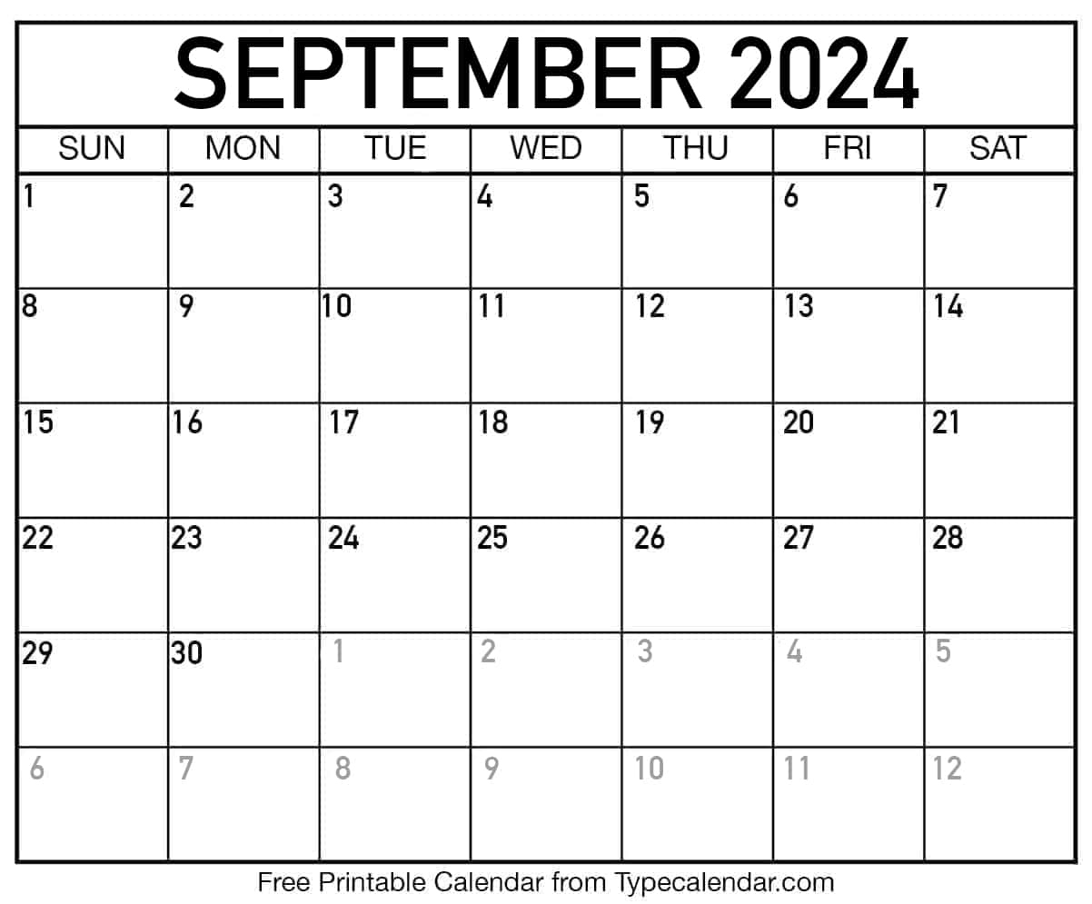Free Printable September 2024 Calendars - Download in Free Printable Appointment Calendar September 2024