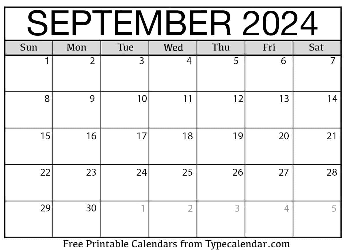 Free Printable September 2024 Calendars - Download inside Free Printable Calendar 2024 Sept December
