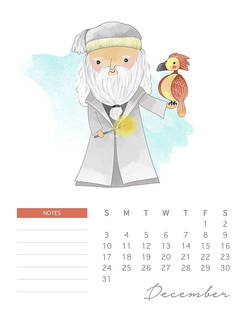 Free Printable Watercolor Harry Potter Calendar The Cottage Market - Free Printable 2024 Harry Potter Calendar The Cottage Market