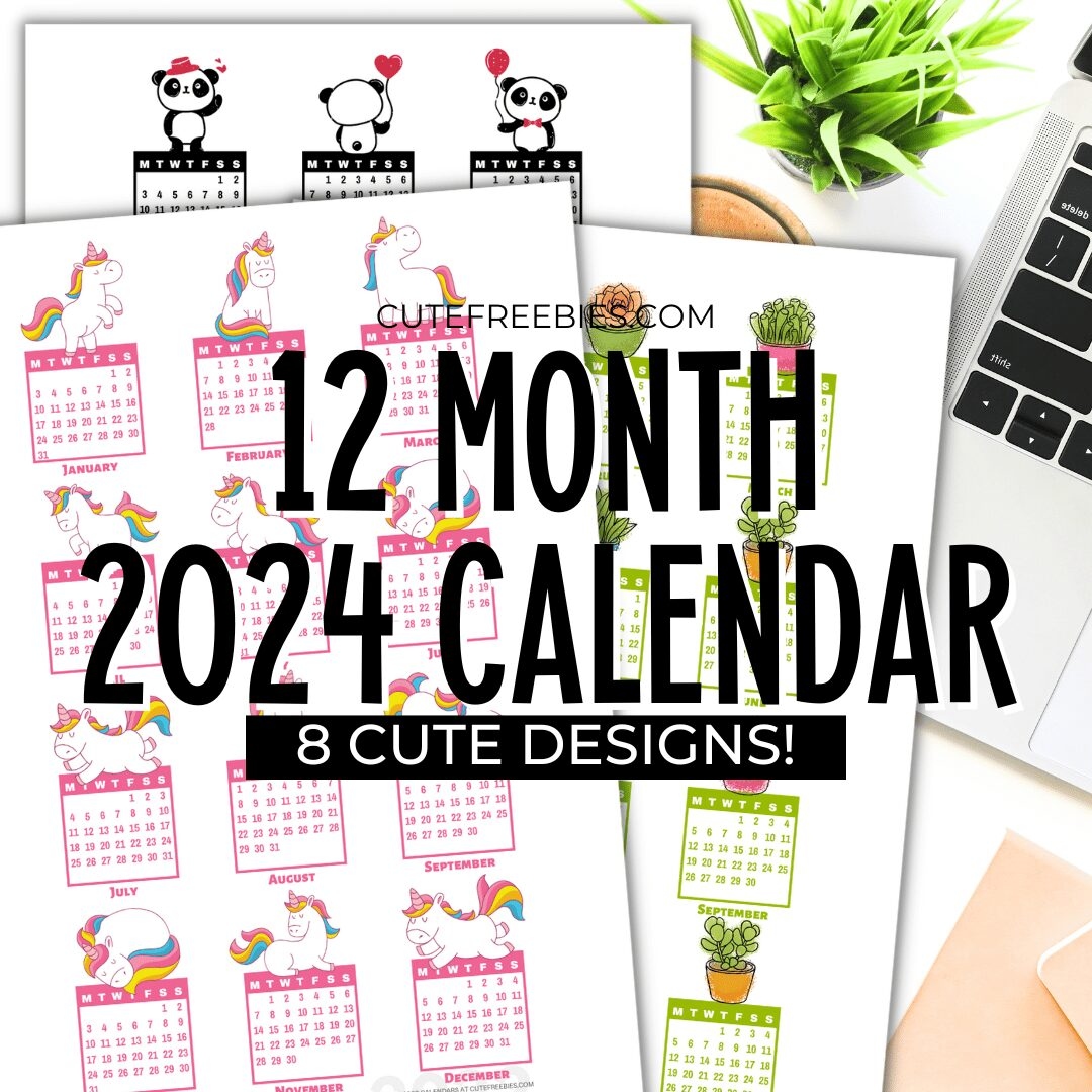 Free Printable Year 2024 Calendar Stickers - Cute Freebies For You intended for Free Printable Bullet Journal 2024 Calendar